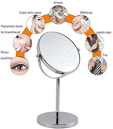 آینه آرایشی 7 اینچی دو طرفه رومیزی با بزرگنمایی 3 برابر، آینه چرخان لوازم آرایشی برای خانه، حمام، مسافرت آینه آرایشی 7 اینچی دو طرفه رومیزی با بزرگنمایی 3 برابر، آینه چرخان لوازم آرایشی برای خانه، حمام، مسافرت