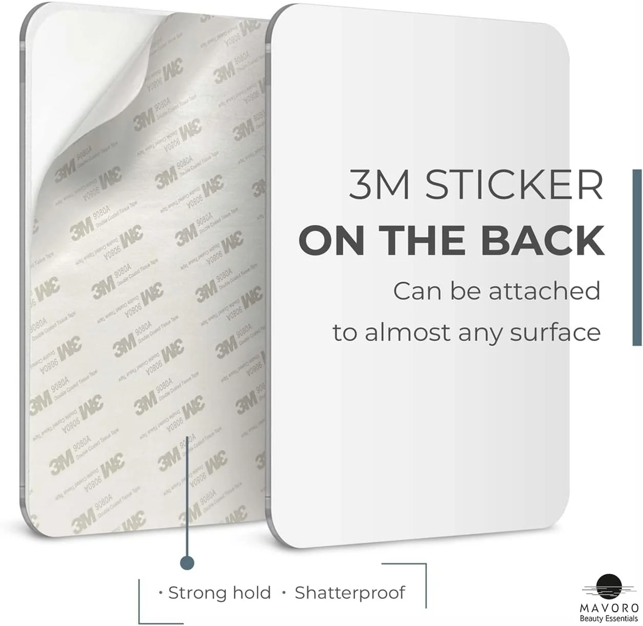 آینه اصلاح Mavoro برای دوش - آینه دوش چسبی 3M. آینه اکریلیک 18x23 سانتی‌متری - آینه نشکن با بخار کمتر. آینه بدون قاب شیک. آینه پوست‌کنی و چسبی، آینه ایمنی بدون شیشه برای کودکان