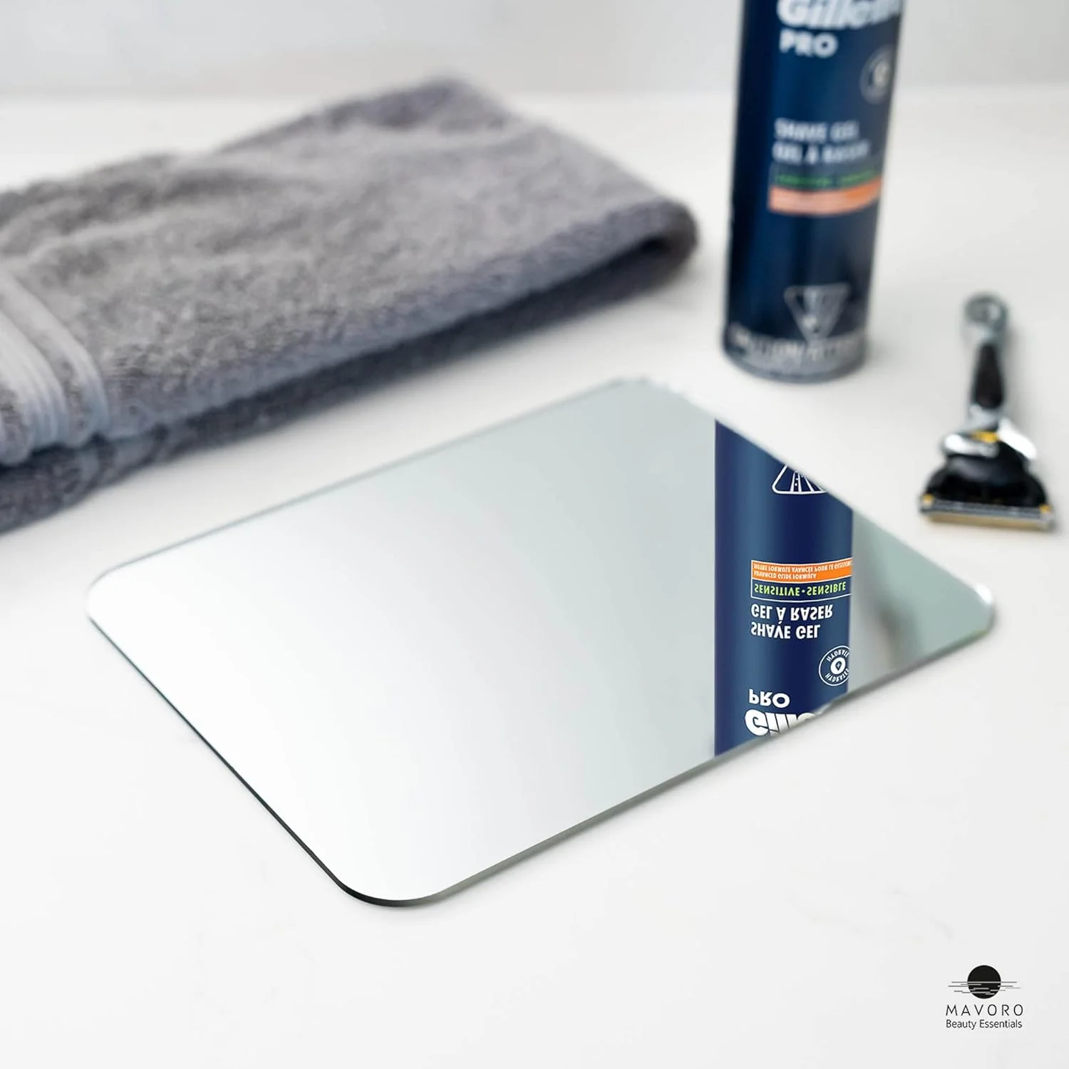 آینه اصلاح Mavoro برای دوش - آینه دوش چسبی 3M. آینه اکریلیک 18x23 سانتی‌متری - آینه نشکن با بخار کمتر. آینه بدون قاب شیک. آینه پوست‌کنی و چسبی، آینه ایمنی بدون شیشه برای کودکان