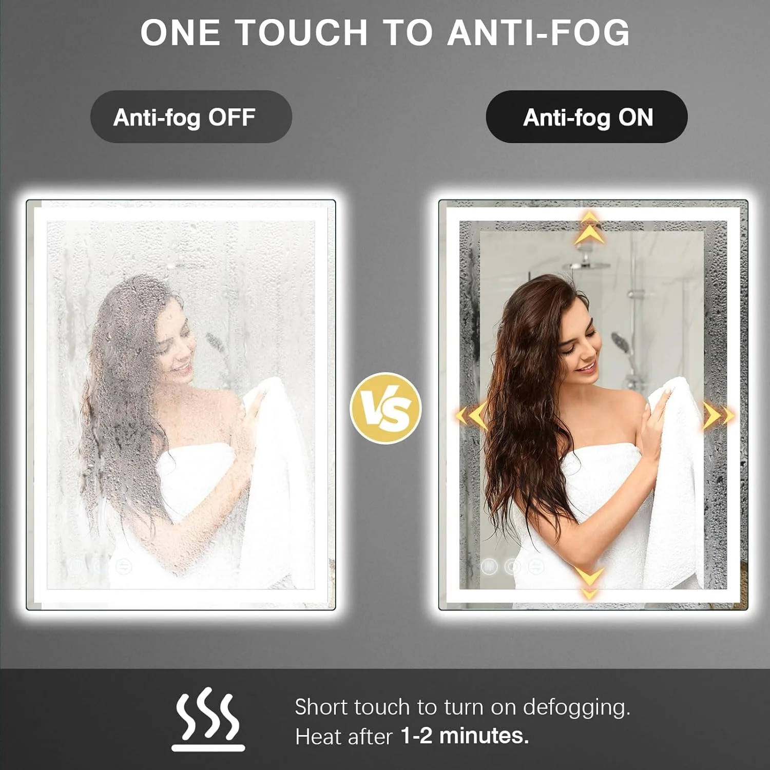 آینه حمام Memobarco با چراغ های LED برای دیوار، آینه هوشمند 50x70 سانتی متر، آینه دیواری با نور پس زمینه و جلو، CRI>90 دیمر پذیر، IP54، ضد مه، آینه حافظه دار آینه حمام Memobarco با چراغ های LED برای دیوار، آینه هوشمند 50x70 سانتی متر، آینه دیواری با نور پس زمینه و جلو، CRI>90 دیمر پذیر، IP54، ضد مه، آینه حافظه دار