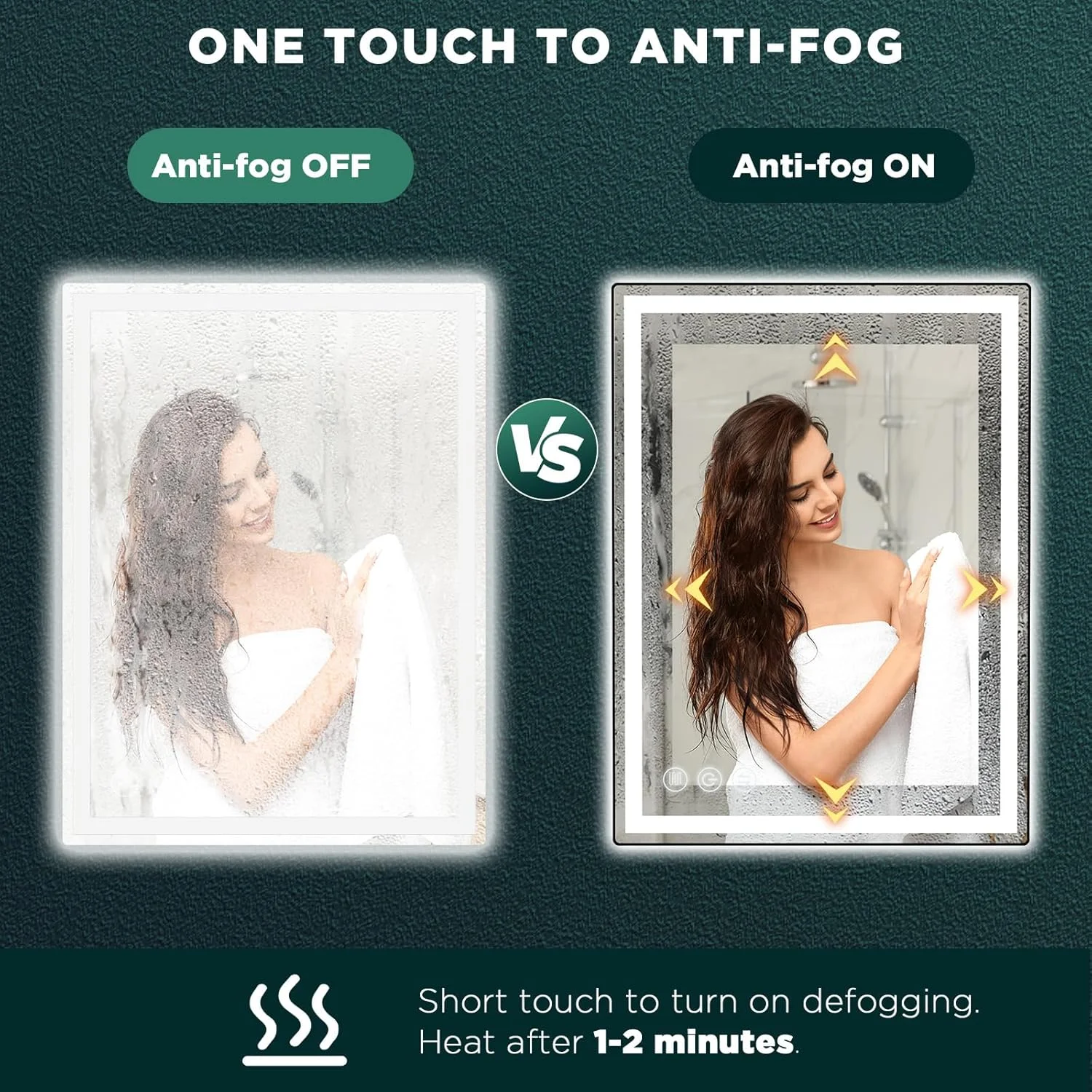 آینه حمام ال ای دی Memobarco با ابعاد 60x80 سانتی متر، آینه های دیواری با قابلیت تنظیم نور پیوسته و ضد بخار، CRI>90 قابل تنظیم، آینه روشویی با 3 حالت رنگی، ضد خرد شدن، آینه حمام حافظه دار با چراغ های ال ای دی