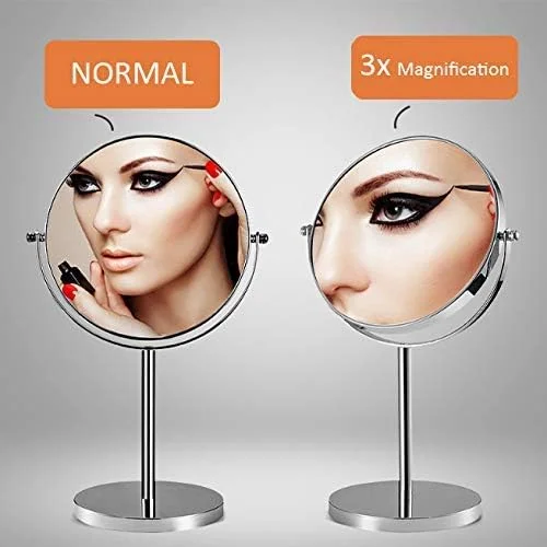آینه آرایشی 7 اینچی دو طرفه رومیزی با بزرگنمایی 3 برابر، آینه چرخان لوازم آرایشی برای خانه، حمام، مسافرت آینه آرایشی 7 اینچی دو طرفه رومیزی با بزرگنمایی 3 برابر، آینه چرخان لوازم آرایشی برای خانه، حمام، مسافرت