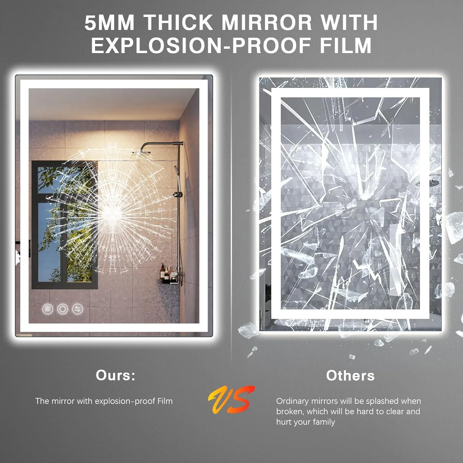 آینه حمام Memobarco با چراغ های LED برای دیوار، آینه هوشمند 50x70 سانتی متر، آینه دیواری با نور پس زمینه و جلو، CRI>90 دیمر پذیر، IP54، ضد مه، آینه حافظه دار آینه حمام Memobarco با چراغ های LED برای دیوار، آینه هوشمند 50x70 سانتی متر، آینه دیواری با نور پس زمینه و جلو، CRI>90 دیمر پذیر، IP54، ضد مه، آینه حافظه دار