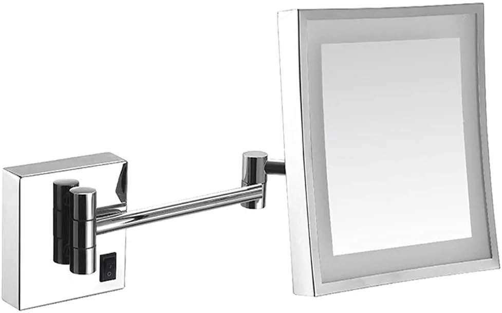 آینه آرایشی، آینه اصلاح - آینه حمام با نور LED برای هتل، آینه رومیزی قابل تنظیم و تاشو مربعی 8 اینچی آینه آرایشی، آینه اصلاح - آینه حمام با نور LED برای هتل، آینه رومیزی قابل تنظیم و تاشو مربعی 8 اینچی