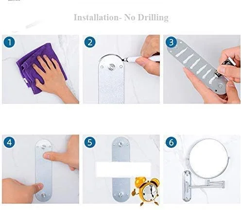 آینه آرایشی برای حمام، چرخش 360 درجه با نمای بدون اعوجاج، دو طرفه و قابل افزایش طول، برای دختران (رنگ: برنز سبز) (مشکی مات)