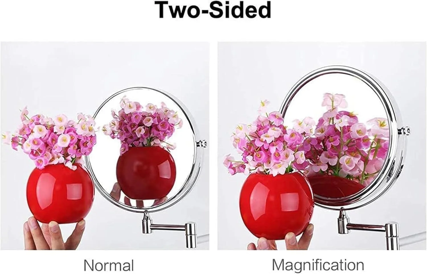 آینه آرایشی با بزرگنمایی 10 برابر، آینه دو طرفه آرایشی، تاشو، گرد، مناسب حمام آینه آرایشی با بزرگنمایی 10 برابر، آینه دو طرفه آرایشی، تاشو، گرد، مناسب حمام