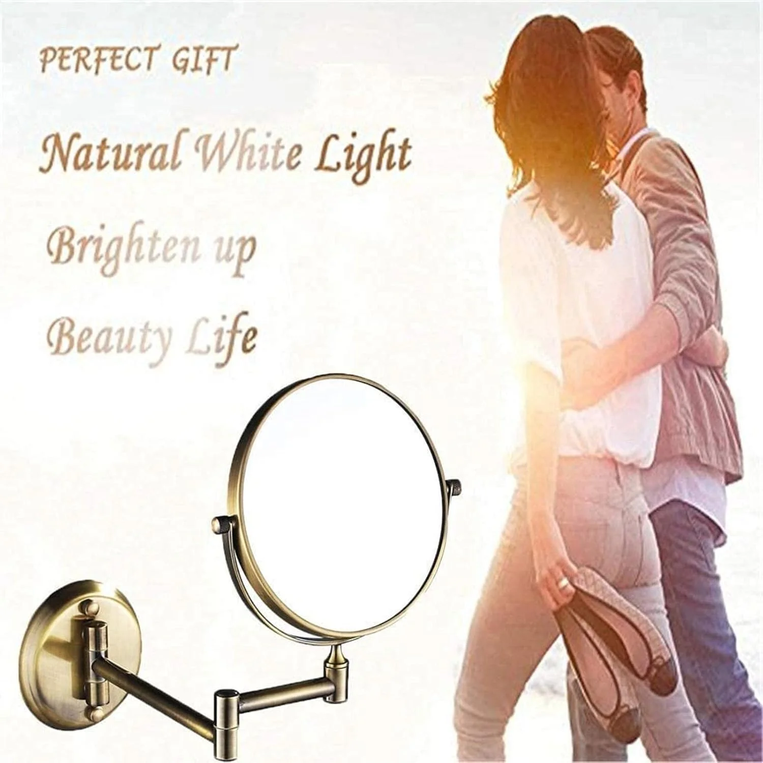 آینه آرایشی با بزرگنمایی 10 برابر، آینه دو طرفه آرایشی، تاشو، گرد، مناسب حمام آینه آرایشی با بزرگنمایی 10 برابر، آینه دو طرفه آرایشی، تاشو، گرد، مناسب حمام