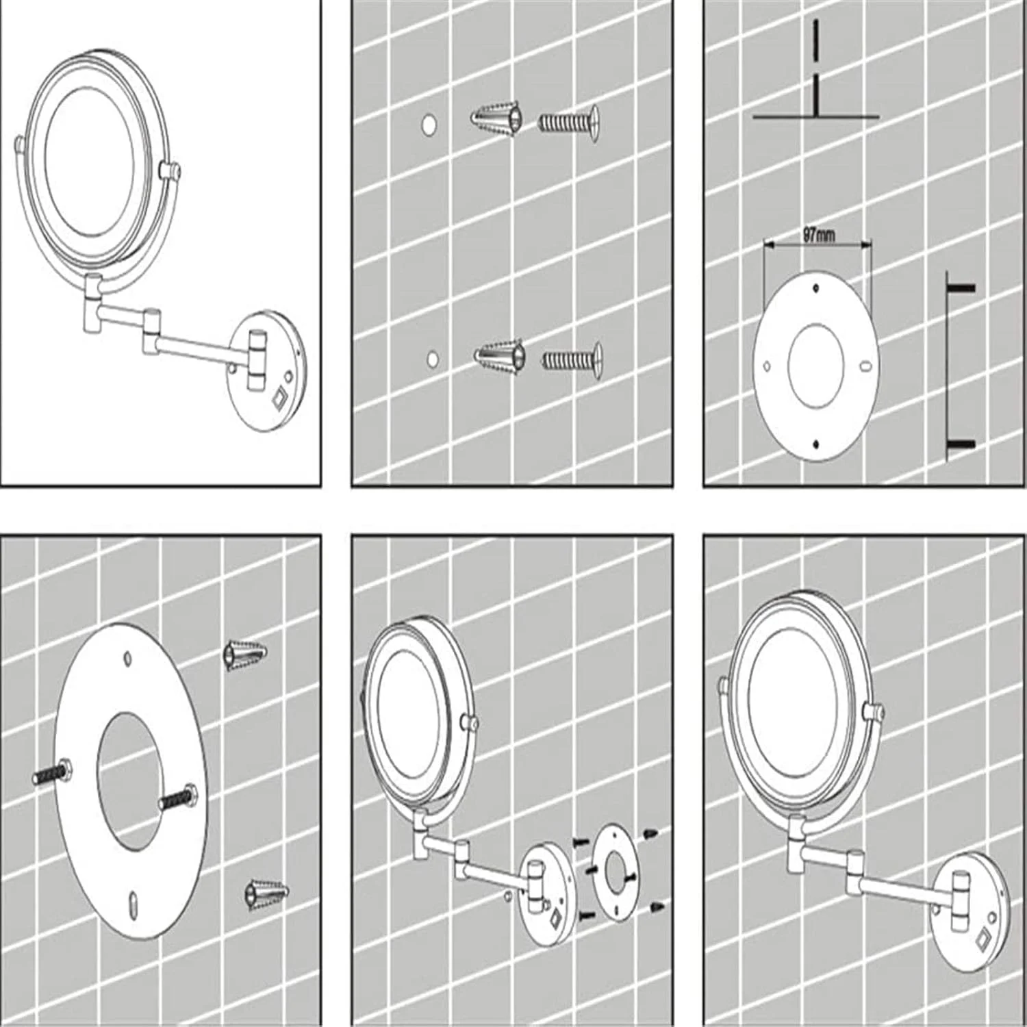 آینه آرایشی با بزرگنمایی 10 برابر، آینه دو طرفه آرایشی، تاشو، گرد، مناسب حمام آینه آرایشی با بزرگنمایی 10 برابر، آینه دو طرفه آرایشی، تاشو، گرد، مناسب حمام