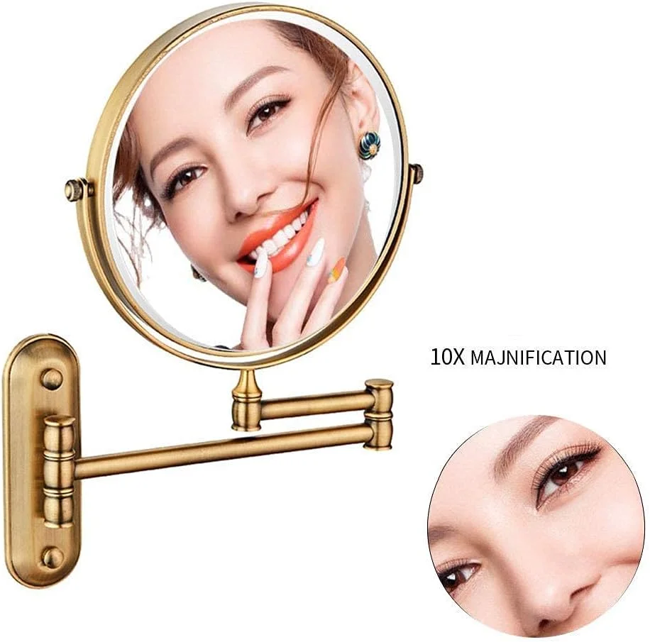 آینه آرایشی برای حمام، چرخش 360 درجه با نمای بدون اعوجاج، دو طرفه و قابل گسترش، برای دختران (رنگ: برنز سبز) (رنگ عتیقه) آینه آرایشی برای حمام، چرخش 360 درجه با نمای بدون اعوجاج، دو طرفه و قابل گسترش، برای دختران (رنگ: برنز سبز) (رنگ عتیقه)