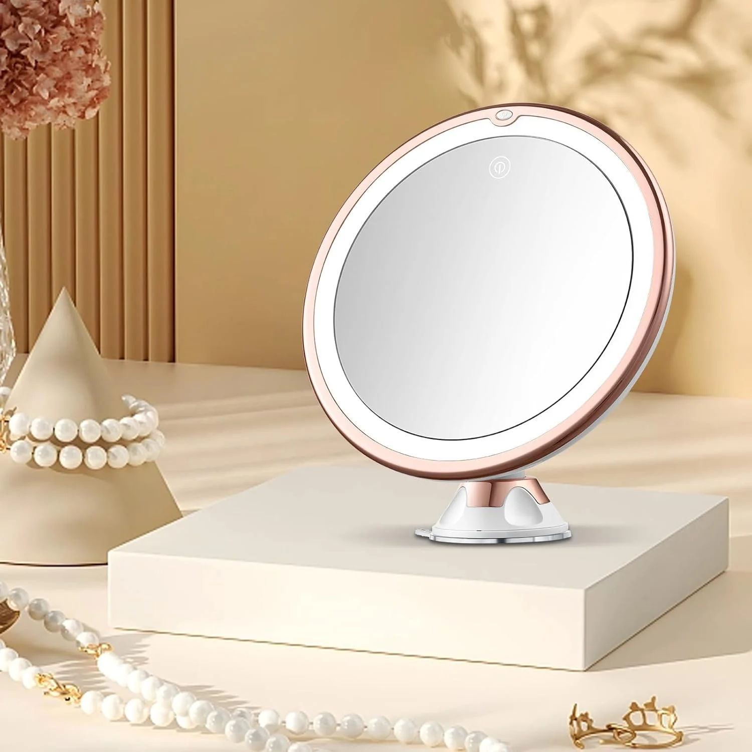 آینه آرایشی چراغ دار 8 اینچی - آینه بزرگنمایی 10 برابر با مکنده - آینه حمام - نصب آسان - مفصل چرخان 360 درجه (طلایی) آینه آرایشی چراغ دار 8 اینچی - آینه بزرگنمایی 10 برابر با مکنده - آینه حمام - نصب آسان - مفصل چرخان 360 درجه (طلایی)