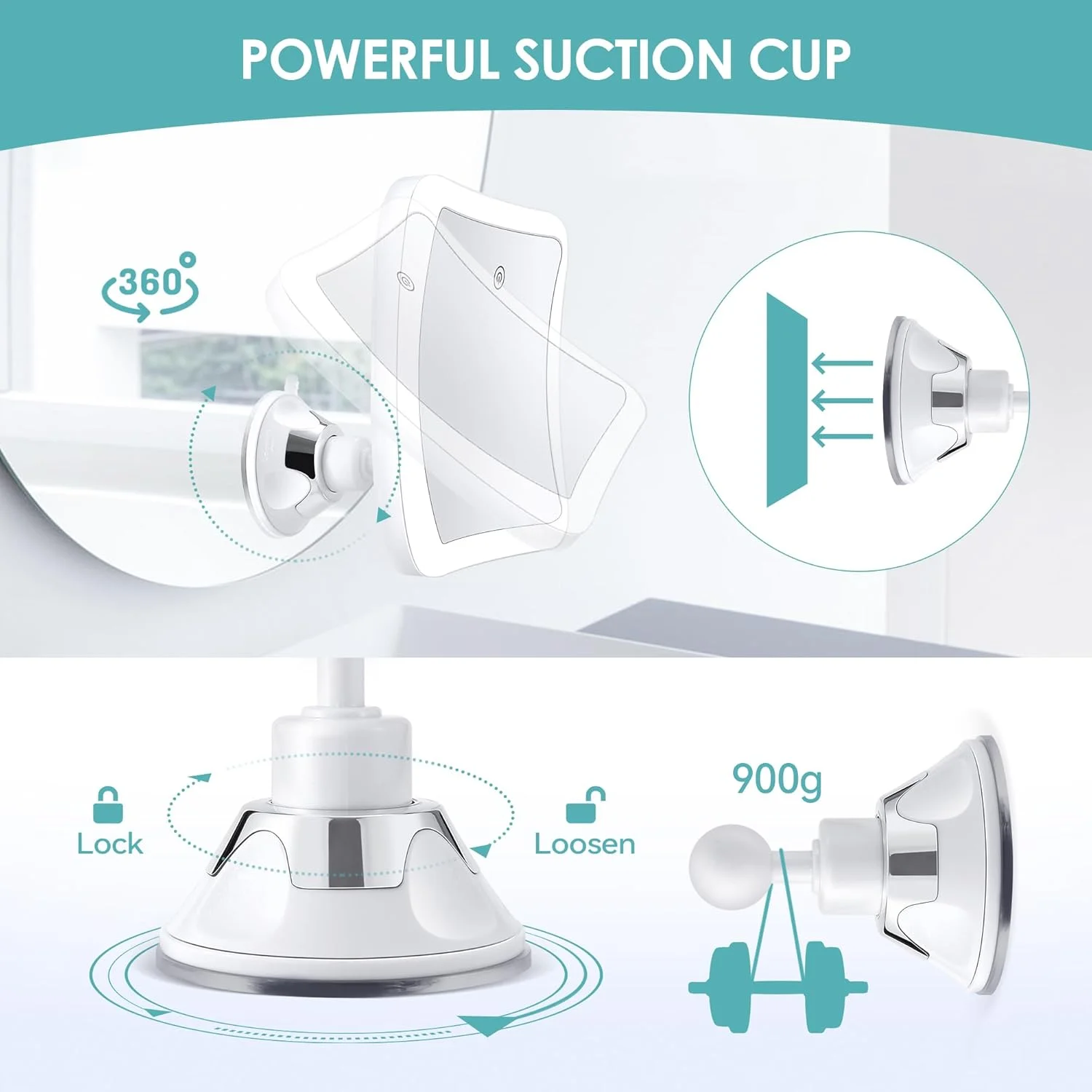 آینه بزرگنمایی با نور، آینه آرایشی روشن با بزرگنمایی 30 برابر با کنترل لمسی و مکنده، قابل شارژ، 3 رنگ نورپردازی، چرخش 360 درجه، آینه روشویی حمام و مسافرتی، مربعی آینه بزرگنمایی با نور، آینه آرایشی روشن با بزرگنمایی 30 برابر با کنترل لمسی و مکنده، قابل شارژ، 3 رنگ نورپردازی، چرخش 360 درجه، آینه روشویی حمام و مسافرتی، مربعی