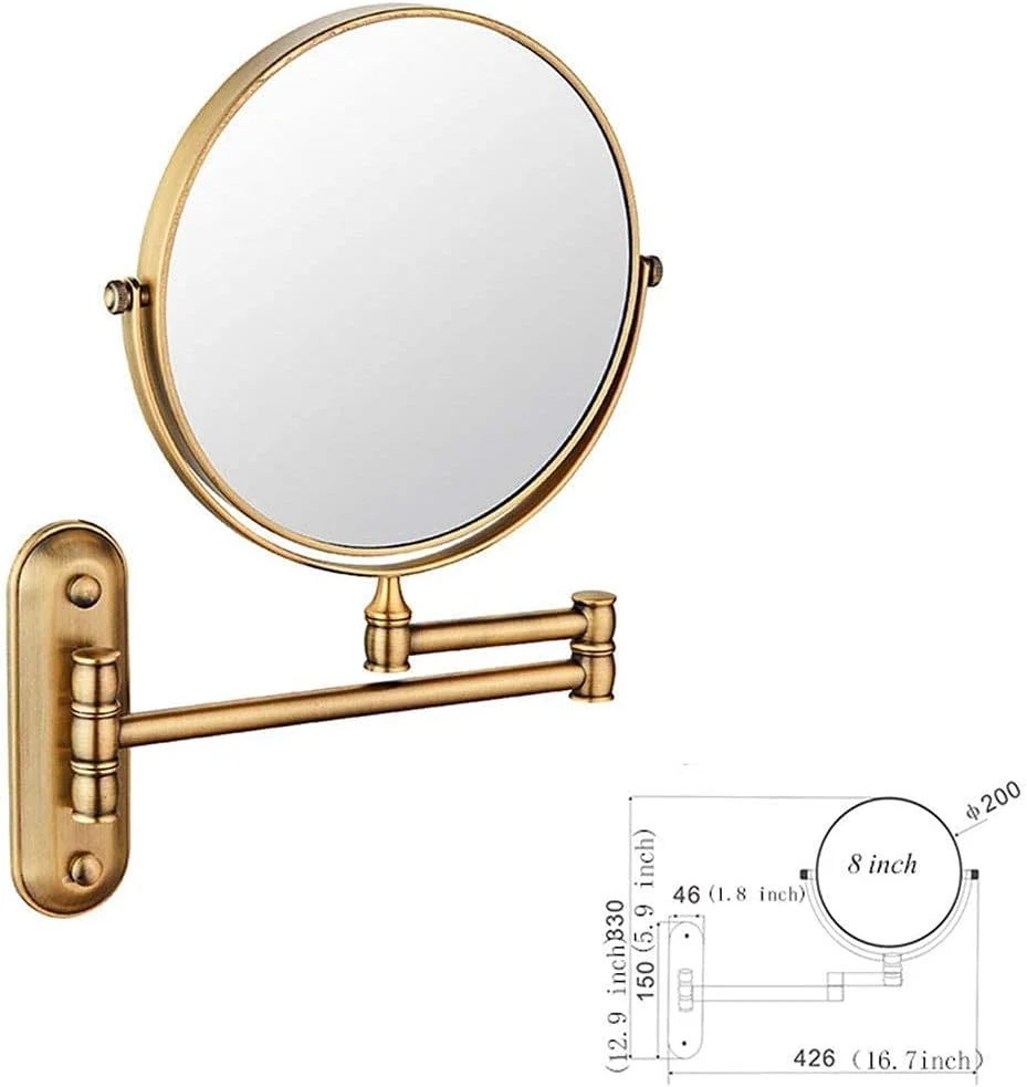 آینه آرایشی برای حمام، چرخش 360 درجه با نمای بدون اعوجاج، دو طرفه و قابل گسترش، برای دختران (رنگ: برنز سبز) (رنگ عتیقه) آینه آرایشی برای حمام، چرخش 360 درجه با نمای بدون اعوجاج، دو طرفه و قابل گسترش، برای دختران (رنگ: برنز سبز) (رنگ عتیقه)