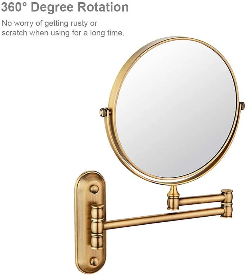 آینه آرایشی برای حمام، چرخش 360 درجه با نمای بدون اعوجاج، دو طرفه و قابل گسترش، برای دختران (رنگ: برنز سبز) (رنگ عتیقه) آینه آرایشی برای حمام، چرخش 360 درجه با نمای بدون اعوجاج، دو طرفه و قابل گسترش، برای دختران (رنگ: برنز سبز) (رنگ عتیقه)