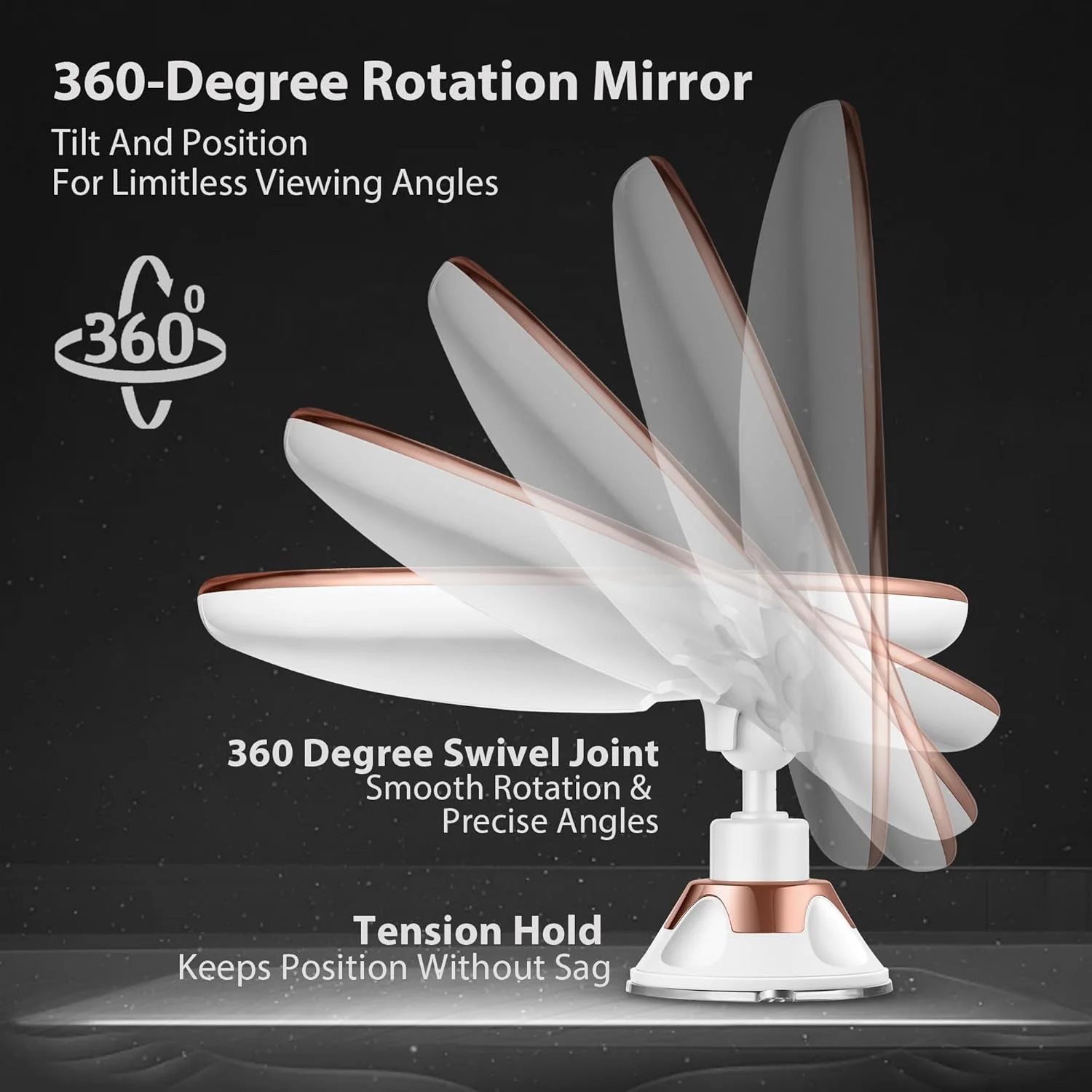 آینه آرایشی چراغ دار 8 اینچی - آینه بزرگنمایی 10 برابر با مکنده - آینه حمام - نصب آسان - مفصل چرخان 360 درجه (طلایی) آینه آرایشی چراغ دار 8 اینچی - آینه بزرگنمایی 10 برابر با مکنده - آینه حمام - نصب آسان - مفصل چرخان 360 درجه (طلایی)