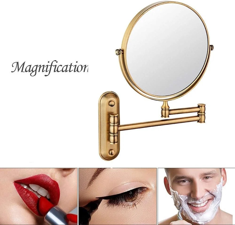 آینه آرایشی برای حمام، چرخش 360 درجه با نمای بدون اعوجاج، دو طرفه و قابل گسترش، برای دختران (رنگ: برنز سبز) (رنگ عتیقه) آینه آرایشی برای حمام، چرخش 360 درجه با نمای بدون اعوجاج، دو طرفه و قابل گسترش، برای دختران (رنگ: برنز سبز) (رنگ عتیقه)