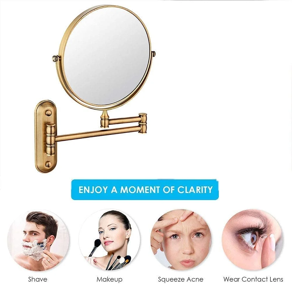 آینه آرایشی برای حمام، چرخش 360 درجه با نمای بدون اعوجاج، دو طرفه و قابل گسترش، برای دختران (رنگ: برنز سبز) (رنگ عتیقه) آینه آرایشی برای حمام، چرخش 360 درجه با نمای بدون اعوجاج، دو طرفه و قابل گسترش، برای دختران (رنگ: برنز سبز) (رنگ عتیقه)