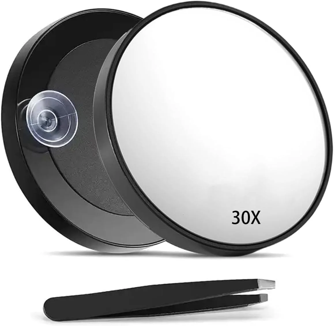 آینه آرایشی بزرگنمایی، آینه آرایشی کوچک و جمع و جور با بزرگنمایی 30 برابر برای زنان، مردان و دختران، آینه آرایشی قابل حمل 8.8 سانتی متری / 3.5 اینچی با مکنده و موچین برای خانه، حمام، دفتر و مسافرت
