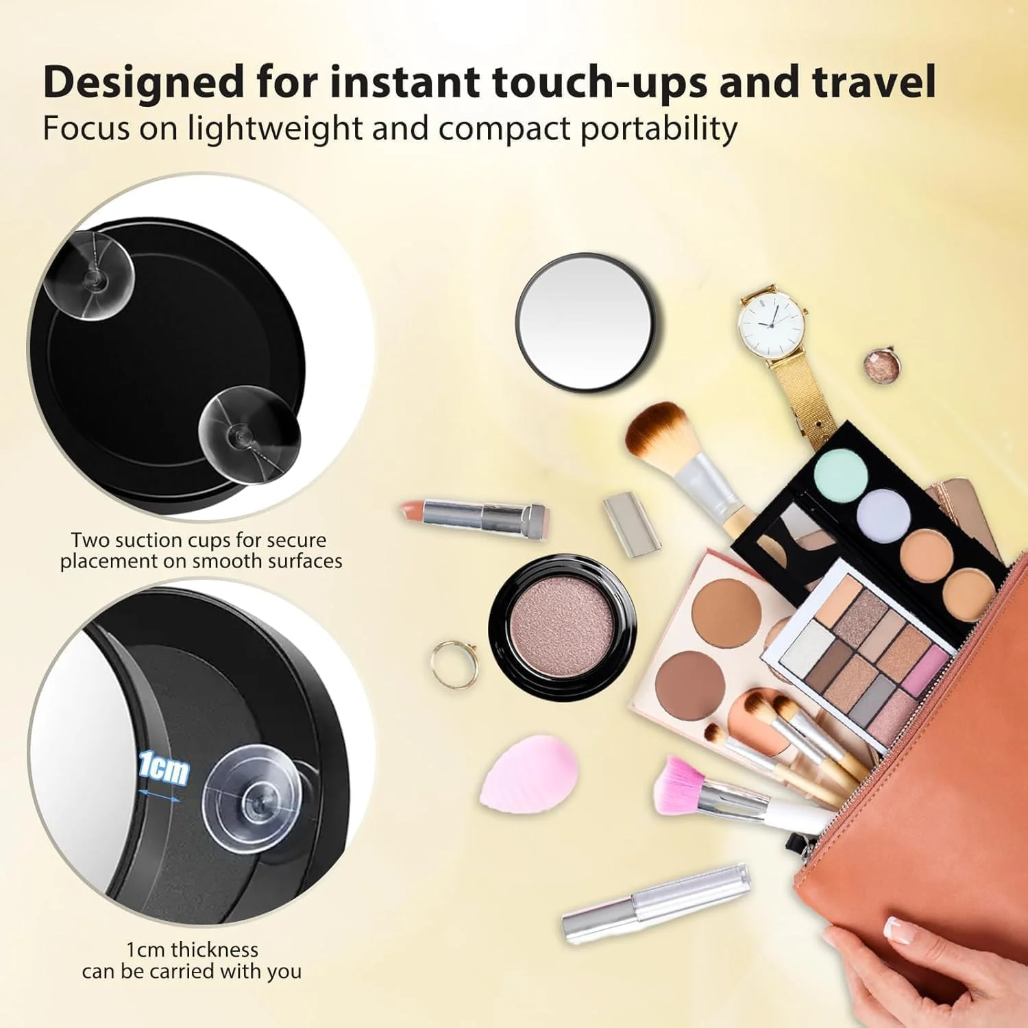 آینه آرایشی بزرگنمایی، آینه آرایشی کوچک و جمع و جور با بزرگنمایی 30 برابر برای زنان، مردان و دختران، آینه آرایشی قابل حمل 8.8 سانتی متری / 3.5 اینچی با مکنده و موچین برای خانه، حمام، دفتر و مسافرت آینه آرایشی بزرگنمایی، آینه آرایشی کوچک و جمع و جور با بزرگنمایی 30 برابر برای زنان، مردان و دختران، آینه آرایشی قابل حمل 8.8 سانتی متری / 3.5 اینچی با مکنده و موچین برای خانه، حمام، دفتر و مسافرت