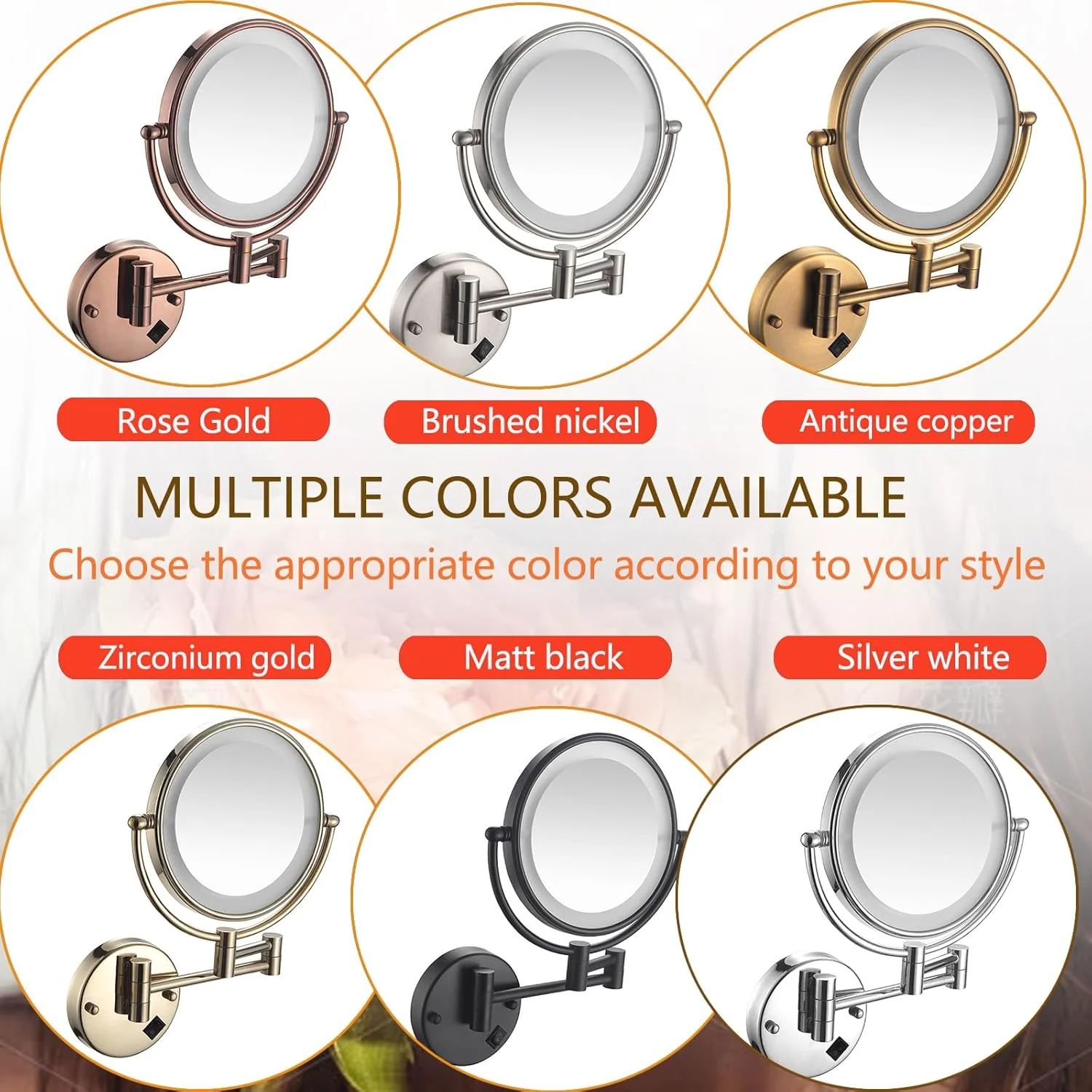 آینه آرایشی دیواری با نور، آینه دو طرفه بزرگنمایی بازوی متحرک 360 درجه چرخان LED، آینه اصلاح صورت، آینه با بزرگنمایی 10 برابر برای حمام و اتاق خواب، سیم کشی ثابت، طلایی برس خورده آینه آرایشی دیواری با نور، آینه دو طرفه بزرگنمایی بازوی متحرک 360 درجه چرخان LED، آینه اصلاح صورت، آینه با بزرگنمایی 10 برابر برای حمام و اتاق خواب، سیم کشی ثابت، طلایی برس خورده