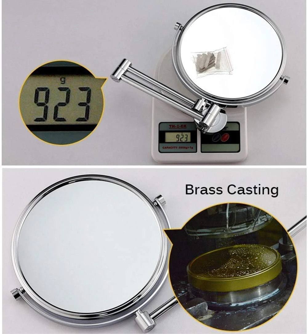 آینه آرایشی دیواری دو طرفه 8 اینچی با بزرگنمایی 10 برابر، چرخش 360 درجه دو طرفه، آینه اصلاح و آرایش قابل گسترش Leunlee آینه آرایشی دیواری دو طرفه 8 اینچی با بزرگنمایی 10 برابر، چرخش 360 درجه دو طرفه، آینه اصلاح و آرایش قابل گسترش Leunlee