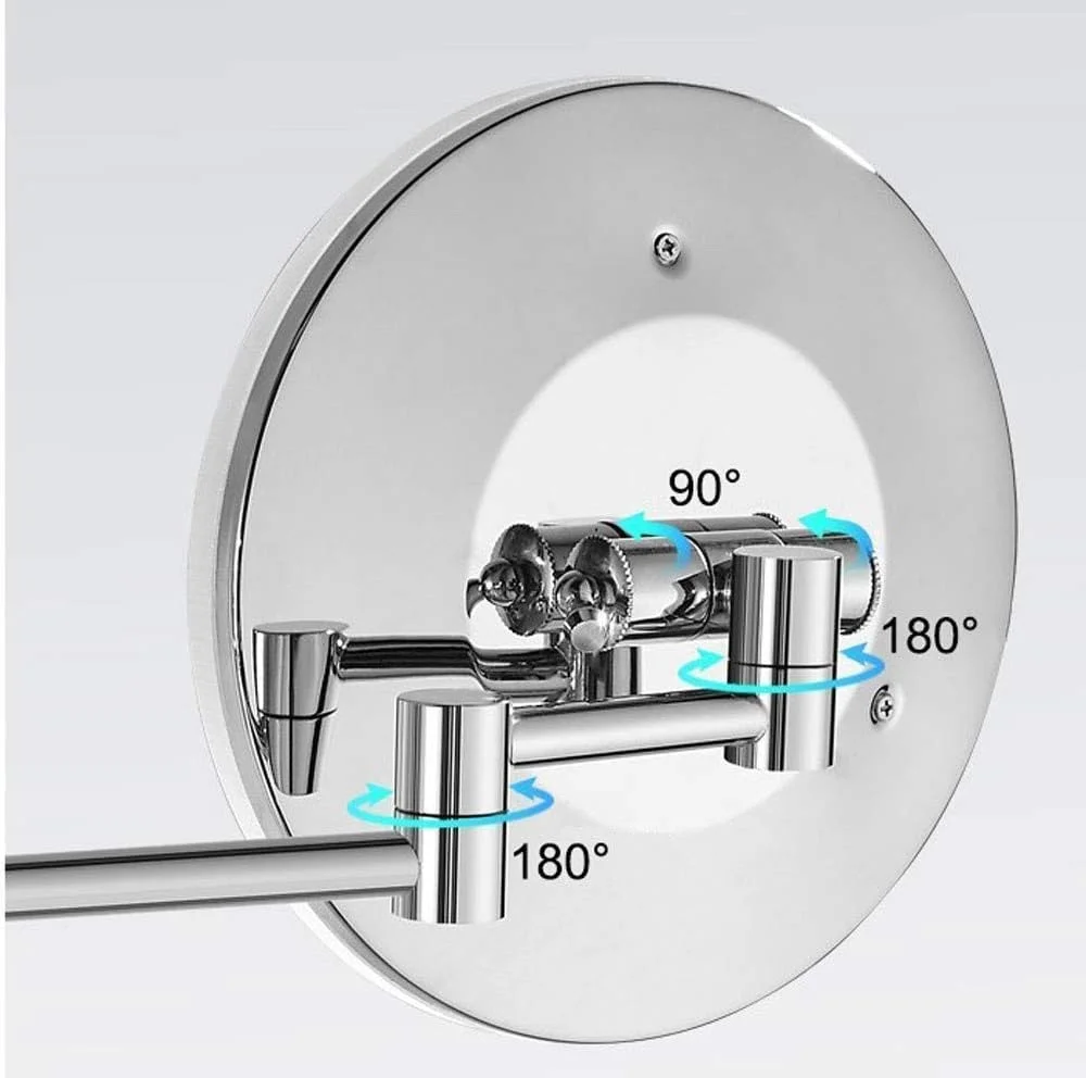 آینه آرایشی دیواری با بزرگنمایی 5 برابر، آینه اصلاح صورت، آینه حمام با نور LED، نصب مخفی با قابلیت تنظیم و امتداد، 8 اینچ