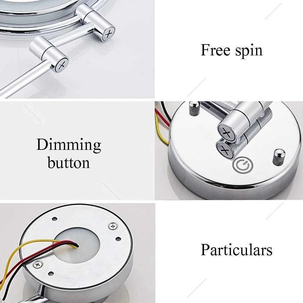 آینه آرایشی دیواری با چراغ و بزرگنمایی 10 برابر، گرد 8 اینچی، مناسب حمام، چرخش 360 درجه، دو طرفه، قابل شارژ با USB، ایده آل برای آرایش، Leunlee آینه آرایشی دیواری با چراغ و بزرگنمایی 10 برابر، گرد 8 اینچی، مناسب حمام، چرخش 360 درجه، دو طرفه، قابل شارژ با USB، ایده آل برای آرایش، Leunlee