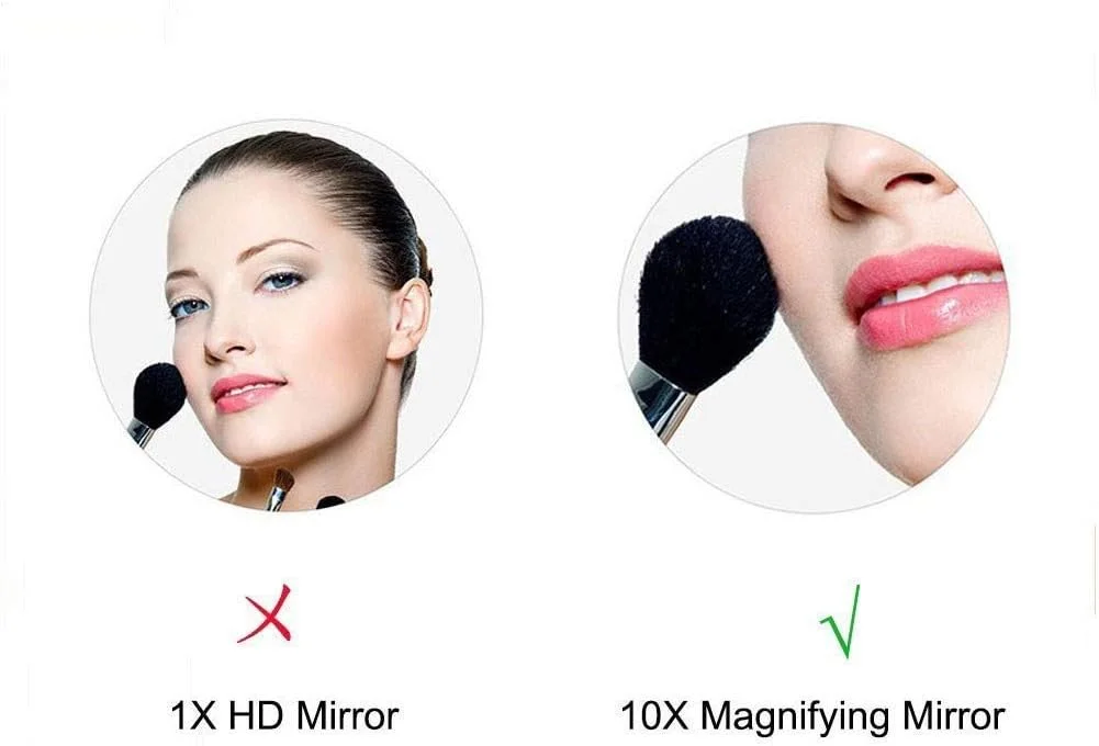 آینه آرایشی دیواری 8 اینچی با بزرگنمایی 10 برابر، آینه اصلاح صورت، آینه حمام با نور LED، نصب مخفی برای میز آرایش هتل با قابلیت تنظیم و افزایش طول