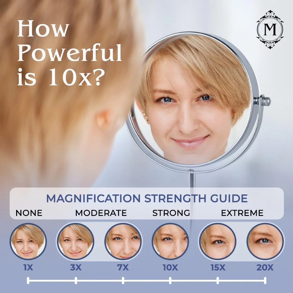 آینه بزرگنمایی 10 برابر، آینه گرد حمام، آینه میز آرایش با چرخش 360 درجه، آینه بزرگنمایی روی پایه 10 برابر و 1 برابر، 18 سانتی متر آینه بزرگنمایی 10 برابر، آینه گرد حمام، آینه میز آرایش با چرخش 360 درجه، آینه بزرگنمایی روی پایه 10 برابر و 1 برابر، 18 سانتی متر