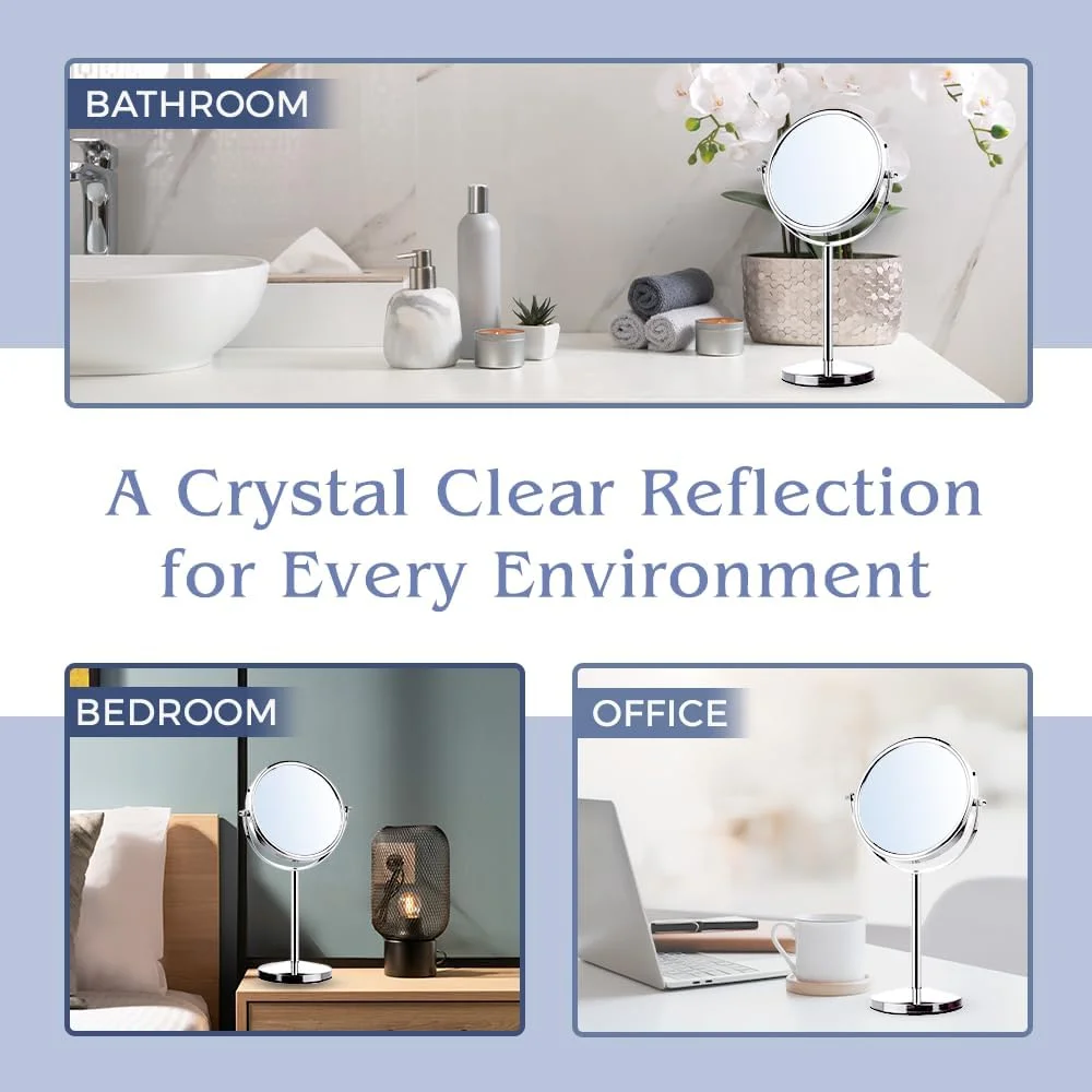 آینه بزرگنمایی 10 برابر، آینه گرد حمام، آینه میز آرایش با چرخش 360 درجه، آینه بزرگنمایی روی پایه 10 برابر و 1 برابر، 18 سانتی متر آینه بزرگنمایی 10 برابر، آینه گرد حمام، آینه میز آرایش با چرخش 360 درجه، آینه بزرگنمایی روی پایه 10 برابر و 1 برابر، 18 سانتی متر