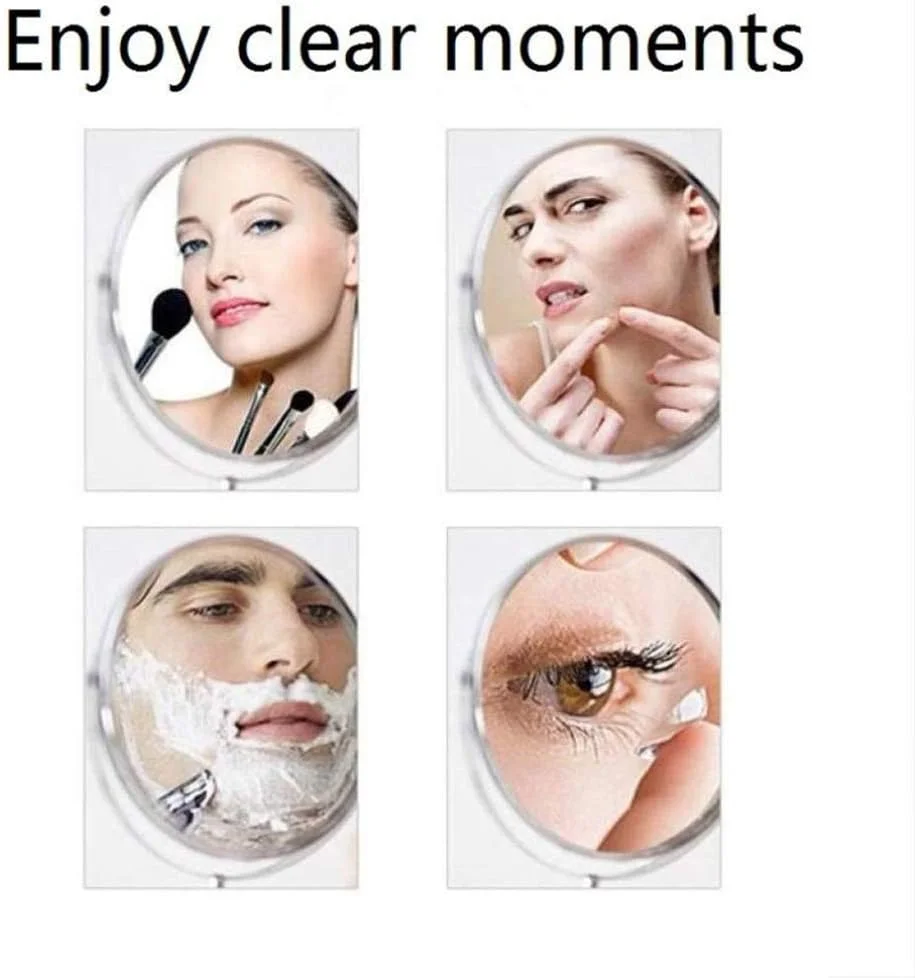 آینه آرایشی، آینه آرایشی با بزرگنمایی 3 برابر، آینه دو طرفه دیواری، آینه زیبایی با چرخش 360 درجه، آینه حمام قابل افزایش، نقره ای (نقره ای 8 اینچ)