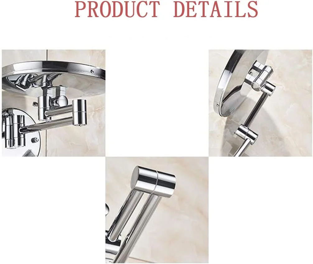 آینه آرایشی با چراغ، آینه زیبایی دیواری با بزرگنمایی 3 برابر، آینه حمام تلسکوپی، آینه آرایشی LED با اتصال سیمی