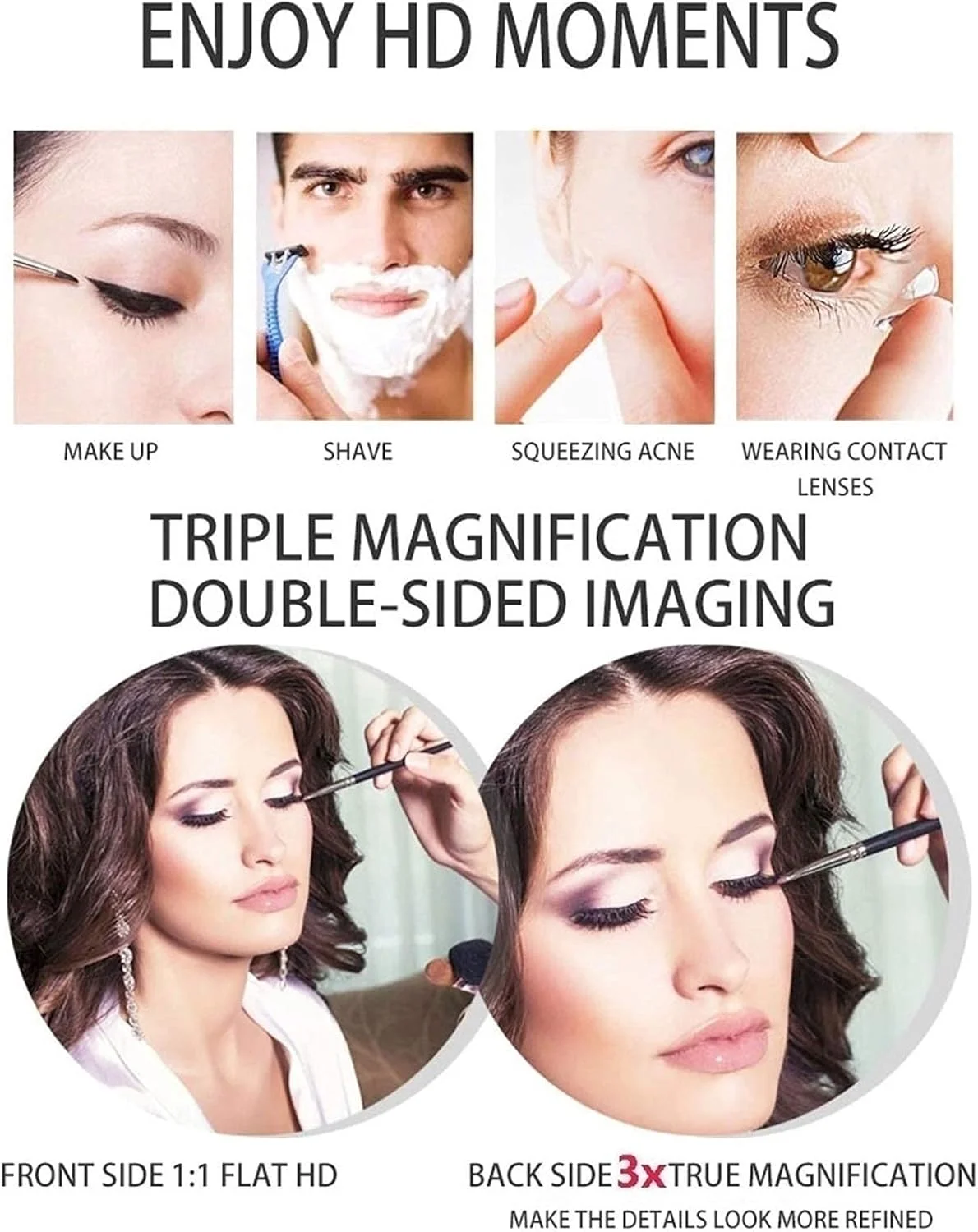 آینه آرایشی با بزرگنمایی 3 برابر، قابلیت چرخش 360 درجه و بازویی تاشو، آینه گرد حمام، آینه اصلاح صورت، آینه آرایشی (رنگ: کروم، سایز: 8 اینچ) (کروم 8 اینچ) آینه آرایشی با بزرگنمایی 3 برابر، قابلیت چرخش 360 درجه و بازویی تاشو، آینه گرد حمام، آینه اصلاح صورت، آینه آرایشی (رنگ: کروم، سایز: 8 اینچ) (کروم 8 اینچ)