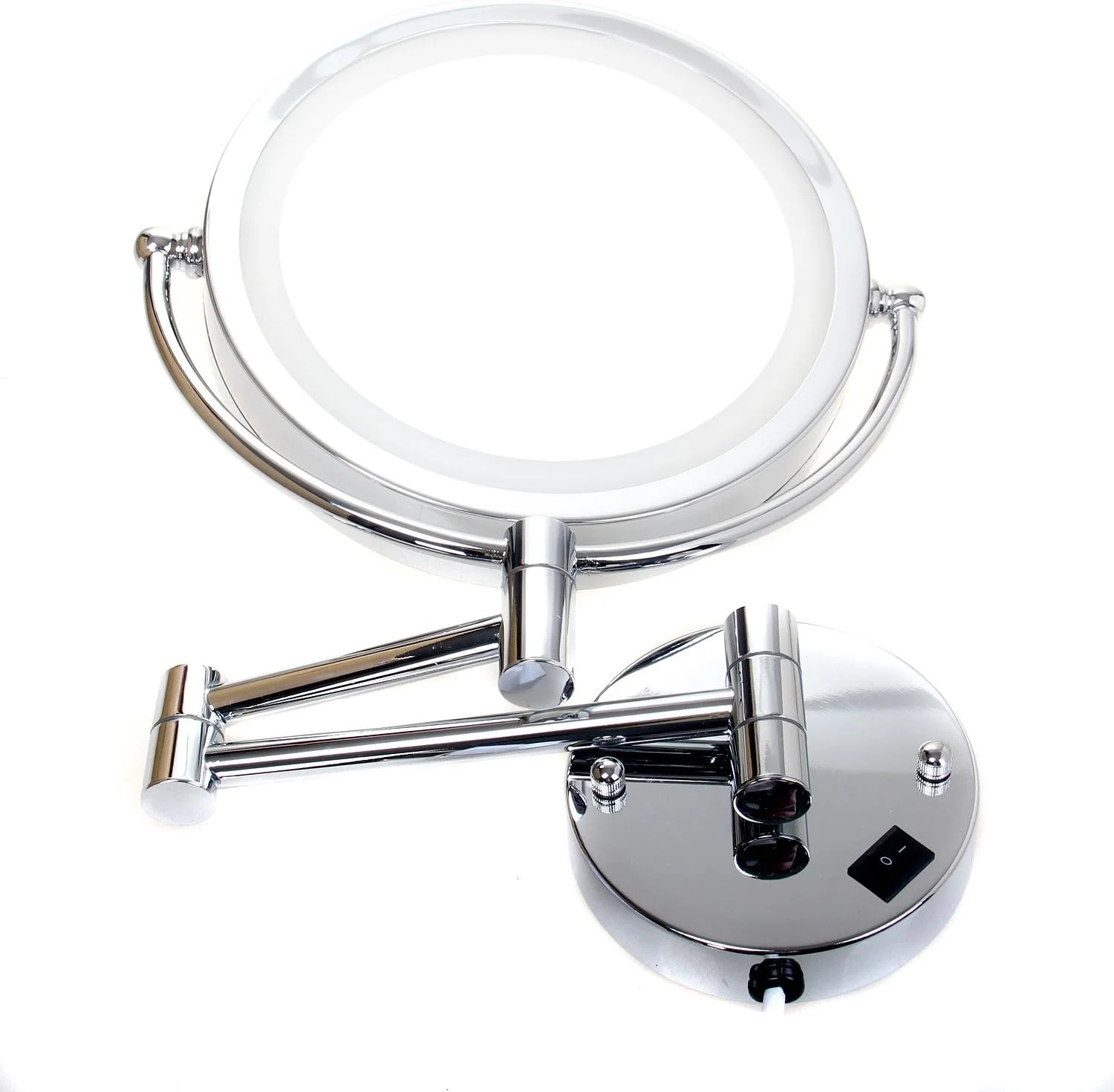 آینه دیواری آرایشی LED TUKA، بزرگنمایی 7X، آینه حمام آرایشی 8.5 اینچی، فلز کروم واقعی، آینه تاشو با نور برای اصلاح صورت، دو طرفه: استاندارد + بزرگنمایی 1:7. TKD3129-7X