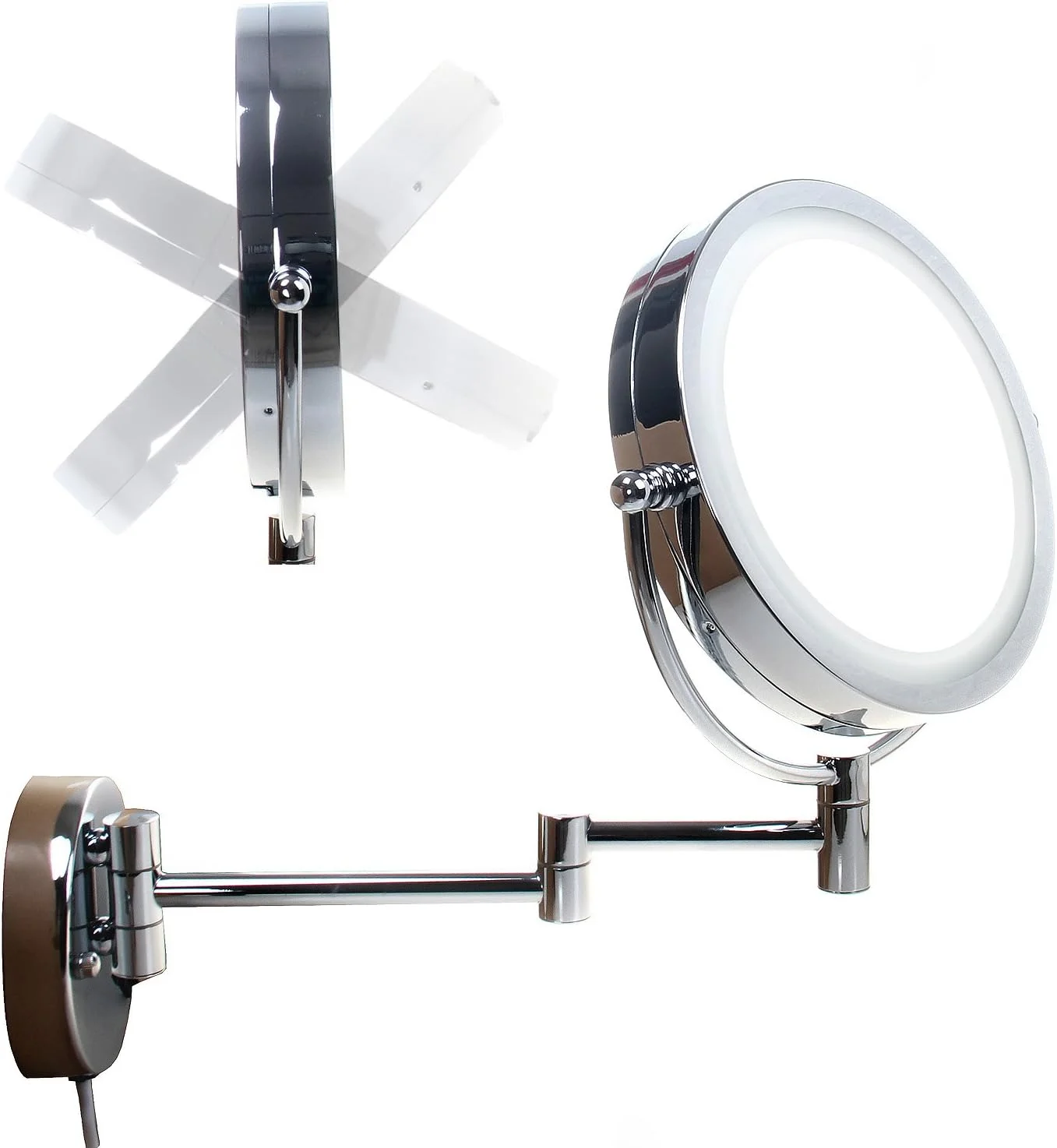 آینه دیواری آرایشی LED TUKA، بزرگنمایی 7X، آینه حمام آرایشی 8.5 اینچی، فلز کروم واقعی، آینه تاشو با نور برای اصلاح صورت، دو طرفه: استاندارد + بزرگنمایی 1:7. TKD3129-7X آینه دیواری آرایشی LED TUKA، بزرگنمایی 7X، آینه حمام آرایشی 8.5 اینچی، فلز کروم واقعی، آینه تاشو با نور برای اصلاح صورت، دو طرفه: استاندارد + بزرگنمایی 1:7. TKD3129-7X