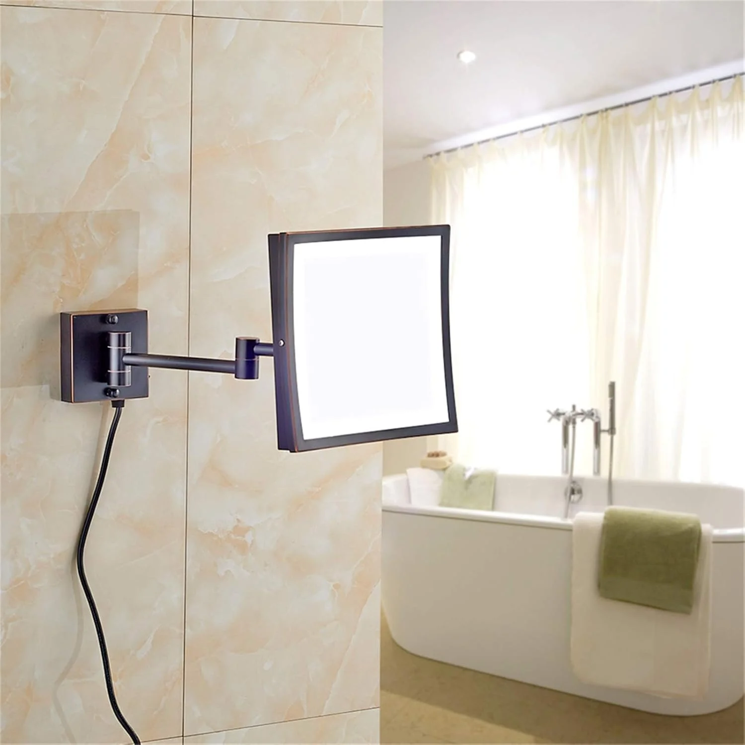 آینه آرایشی LED، آینه بزرگنمایی برنجی 8 اینچی، آینه اصلاح دیواری حمام، آینه چرخان 360 درجه و قابل افزایش با دوشاخه، کروم، 3X LEOWE آینه آرایشی LED، آینه بزرگنمایی برنجی 8 اینچی، آینه اصلاح دیواری حمام، آینه چرخان 360 درجه و قابل افزایش با دوشاخه، کروم، 3X LEOWE