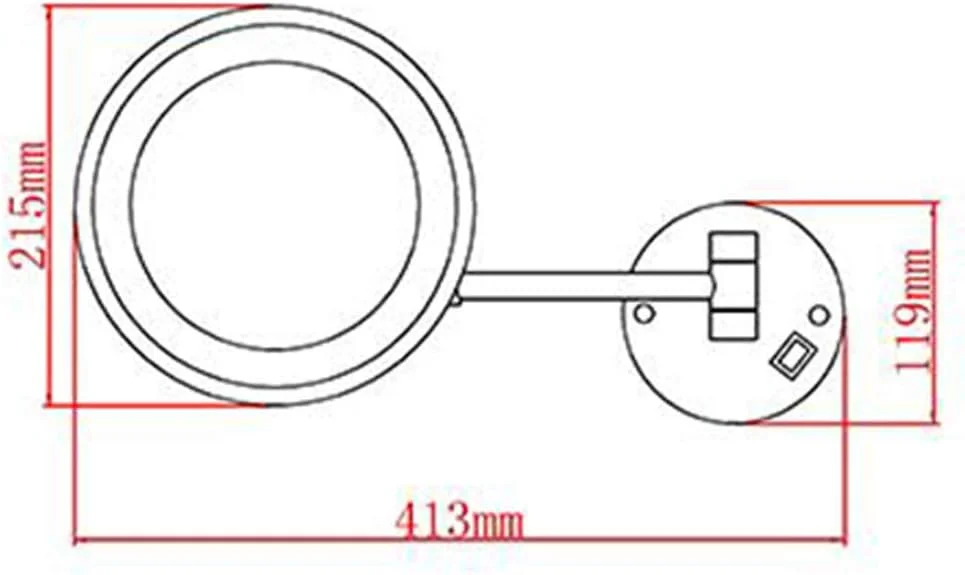 آینه آرایشی LED، آینه زیبایی با بزرگنمایی 3 برابر، آینه دیواری قابل نصب و گسترش برای حمام، آینه آرایشی با چرخش 360 درجه، اتصال سیمی، مشکی (رنگ: نقره ای) (نقره ای)