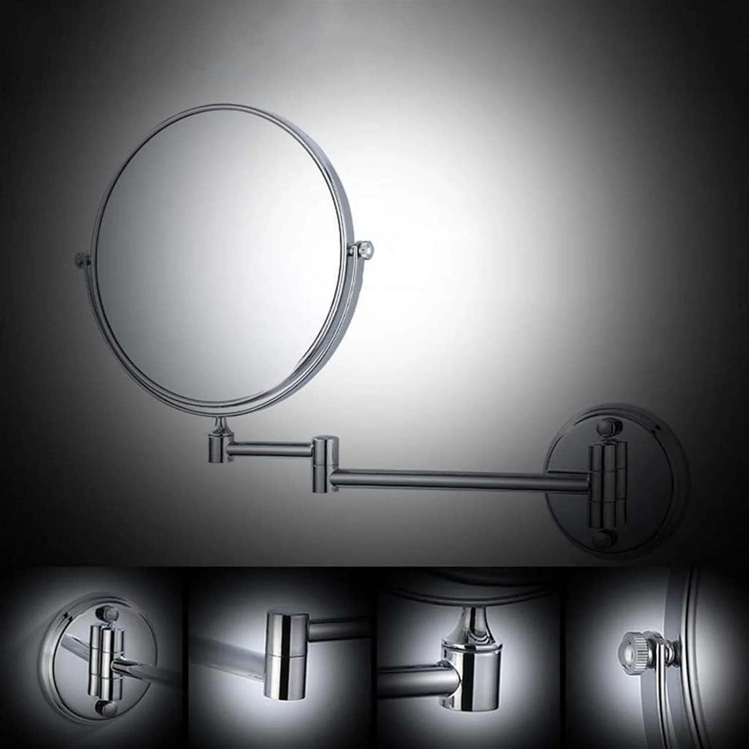 آینه آرایشی با بزرگنمایی 3 برابر، آینه حمام دیواری تاشو، آینه زیبایی دو طرفه تلسکوپی