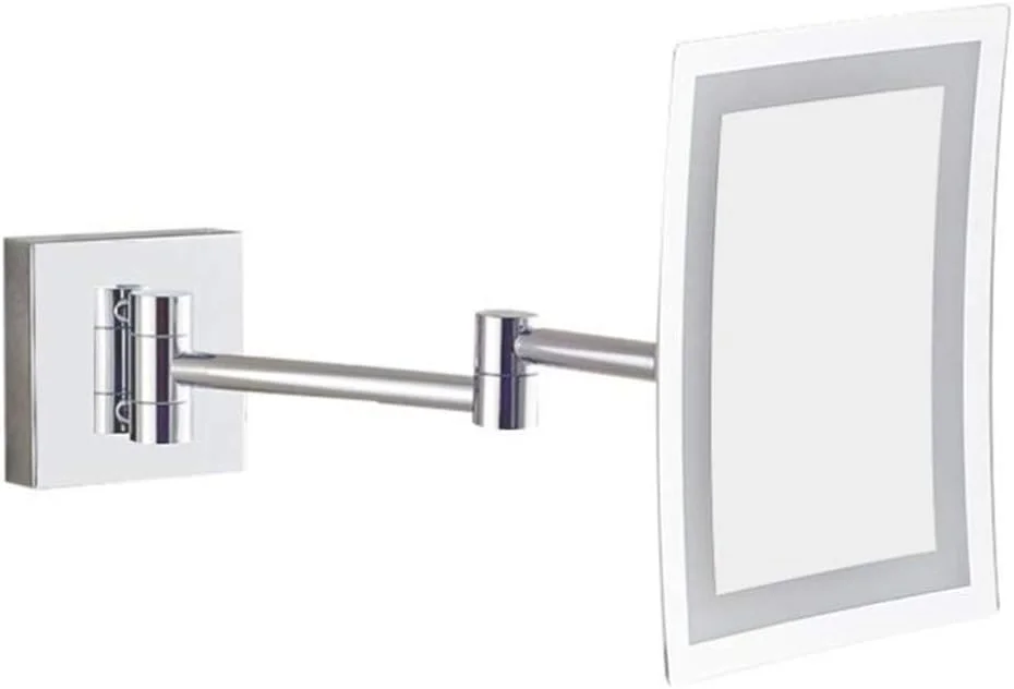 آینه آرایشی LED، آینه حمام با بزرگنمایی 3 برابر، آینه زیبایی دیواری، آینه آرایشی قابل گسترش با منبع تغذیه پلاگین، نقره ای (نقره ای با منبع تغذیه پلاگین)