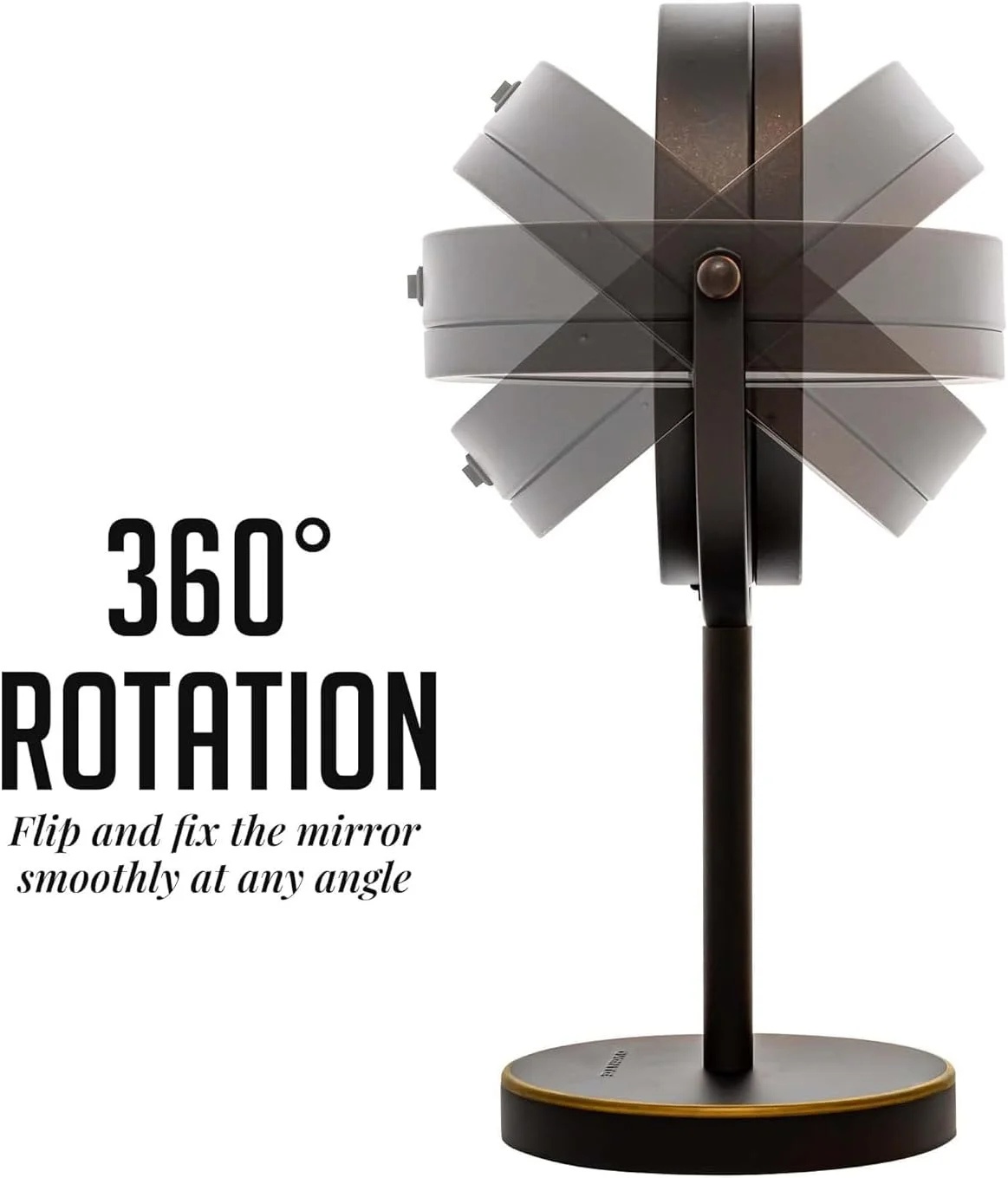 آینه آرایشی چراغ دار اونته، رومیزی 6 اینچی، بزرگنمایی 1X 7X، LED، چرخش 360 درجه، دو طرفه، پایه آرایش شخصی، مناسب میز و حمام، با باتری، دایره ای، بزرگ، برنزی عتیقه MLT60ABZ1X7X