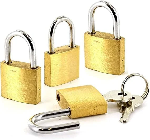 مجموعه 4 عددی قفل های مینی برنجی آکسون برای چمدان، کمد، قفل های برنجی جامد با کلیدهای یکسان