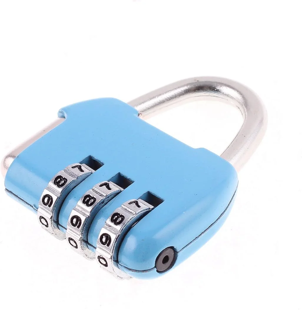 قفل ترکیبی قابل تنظیم مجدد چمدان Aexit، قفل کوچک با 3 رقم (81ry27qf303)، آبی