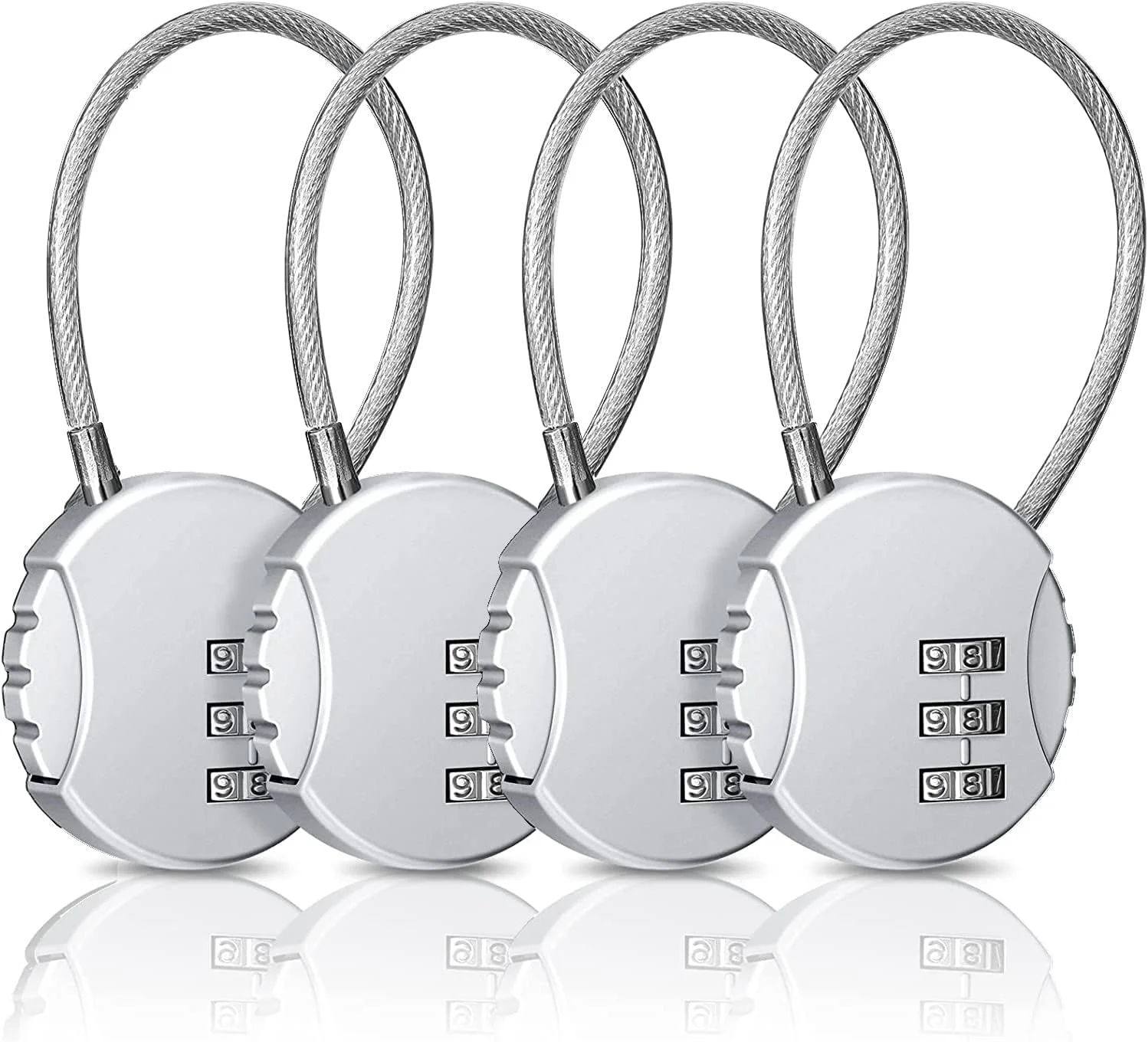 قفل ترکیبی ALLNEWELOOK - قفل 3 رقمی، قفل ضد آب 4 عددی برای مدرسه، باشگاه، ورزش، حصار، دروازه، کیف، قفل کارمندی (4 عددی نقره ای)