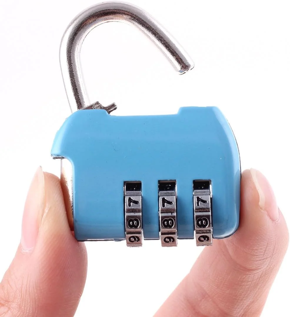 قفل ترکیبی قابل تنظیم مجدد چمدان Aexit، قفل کوچک با 3 رقم (81ry27qf303)، آبی
