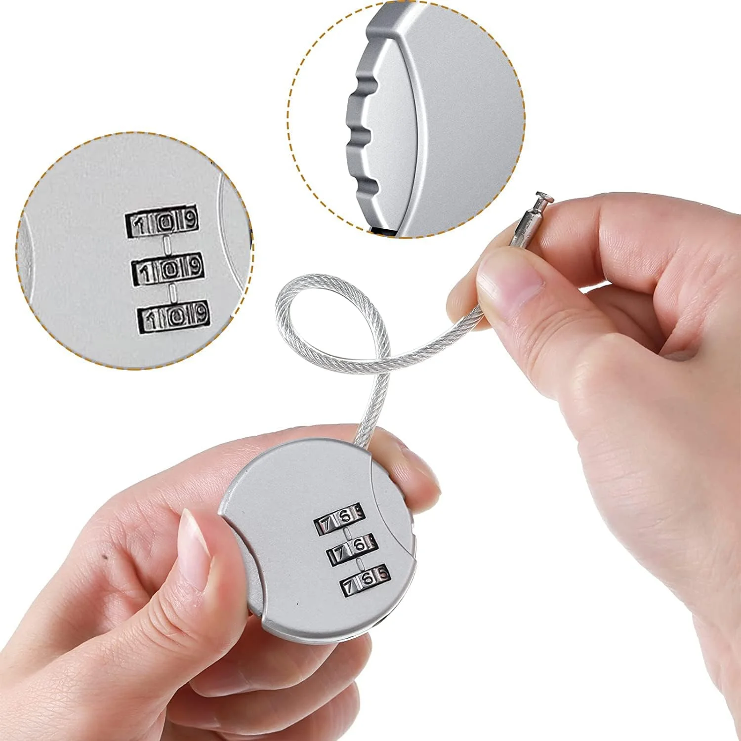 قفل ترکیبی ALLNEWELOOK - قفل 3 رقمی، قفل ضد آب 4 عددی برای مدرسه، باشگاه، ورزش، حصار، دروازه، کیف، قفل کارمندی (4 عددی نقره ای)