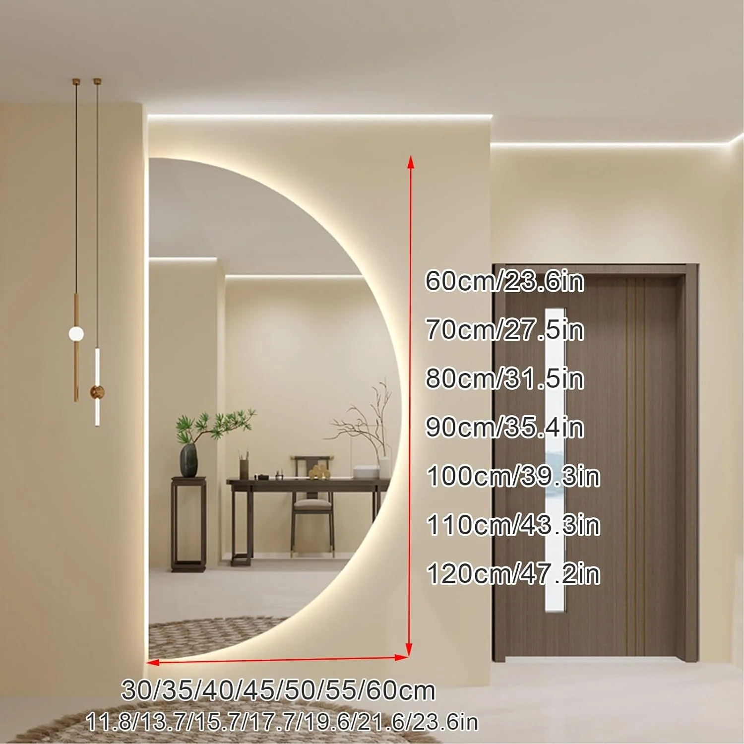 آینه حمام LED نیم دایره LYXWGRZD، آینه دیواری ضد مه، آینه دیواری نیمه گرد نامنظم، آینه روشویی حمام با نورپردازی 3 رنگ و قابلیت تنظیم نور (رنگ: R، اندازه: 55x110 سانتی متر) آینه حمام LED نیم دایره LYXWGRZD، آینه دیواری ضد مه، آینه دیواری نیمه گرد نامنظم، آینه روشویی حمام با نورپردازی 3 رنگ و قابلیت تنظیم نور (رنگ: R، اندازه: 55x110 سانتی متر)