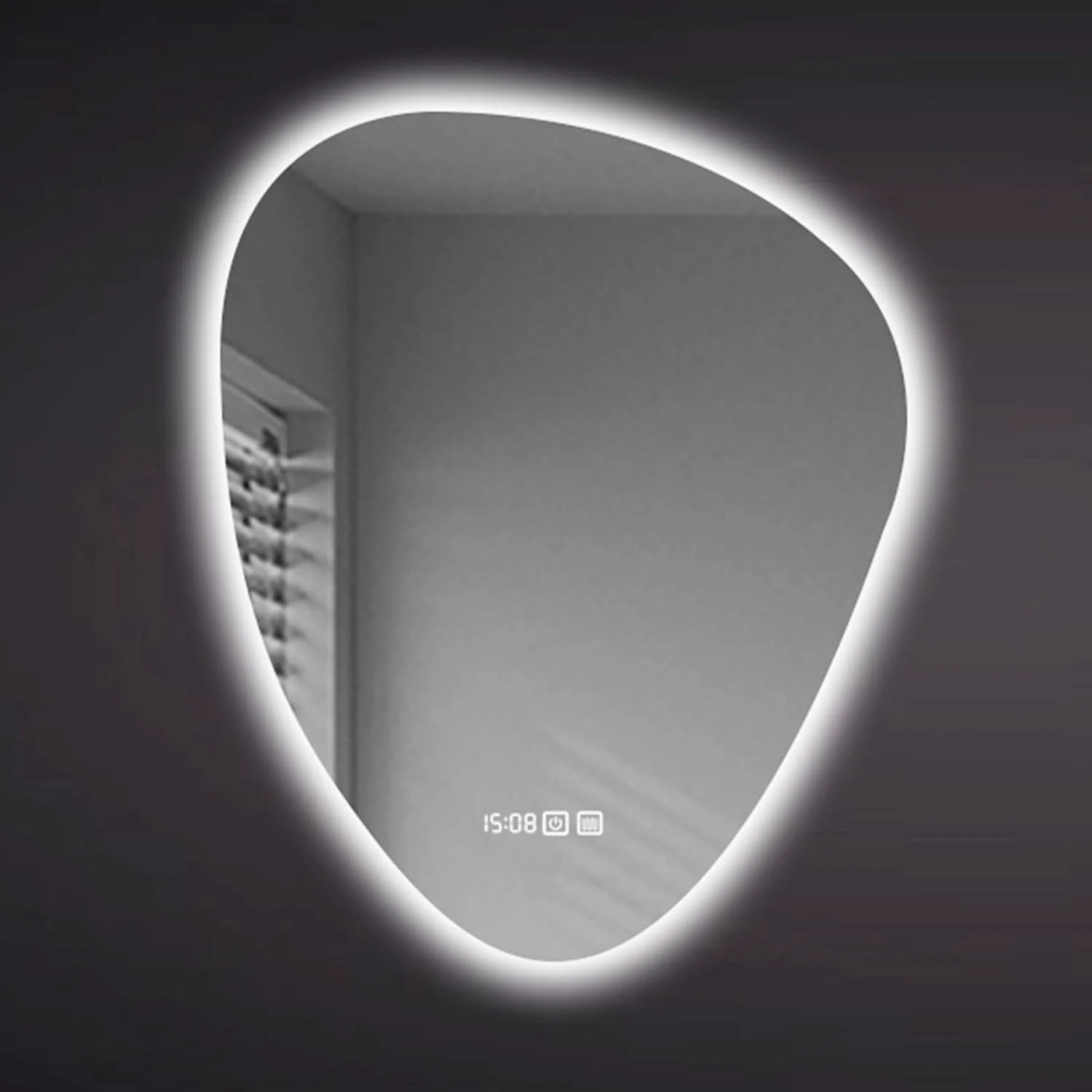 آینه حمام نامنظم LYXWGRZD با نور LED، آینه دیواری با ضد بخار، آینه تزئینی به شکل قطره اشک، آینه آرایش آویز با 3 رنگ قابل تنظیم (رنگ: B+time، اندازه: 27.5x35.4 اینچ) آینه حمام نامنظم LYXWGRZD با نور LED، آینه دیواری با ضد بخار، آینه تزئینی به شکل قطره اشک، آینه آرایش آویز با 3 رنگ قابل تنظیم (رنگ: B+time، اندازه: 27.5x35.4 اینچ)