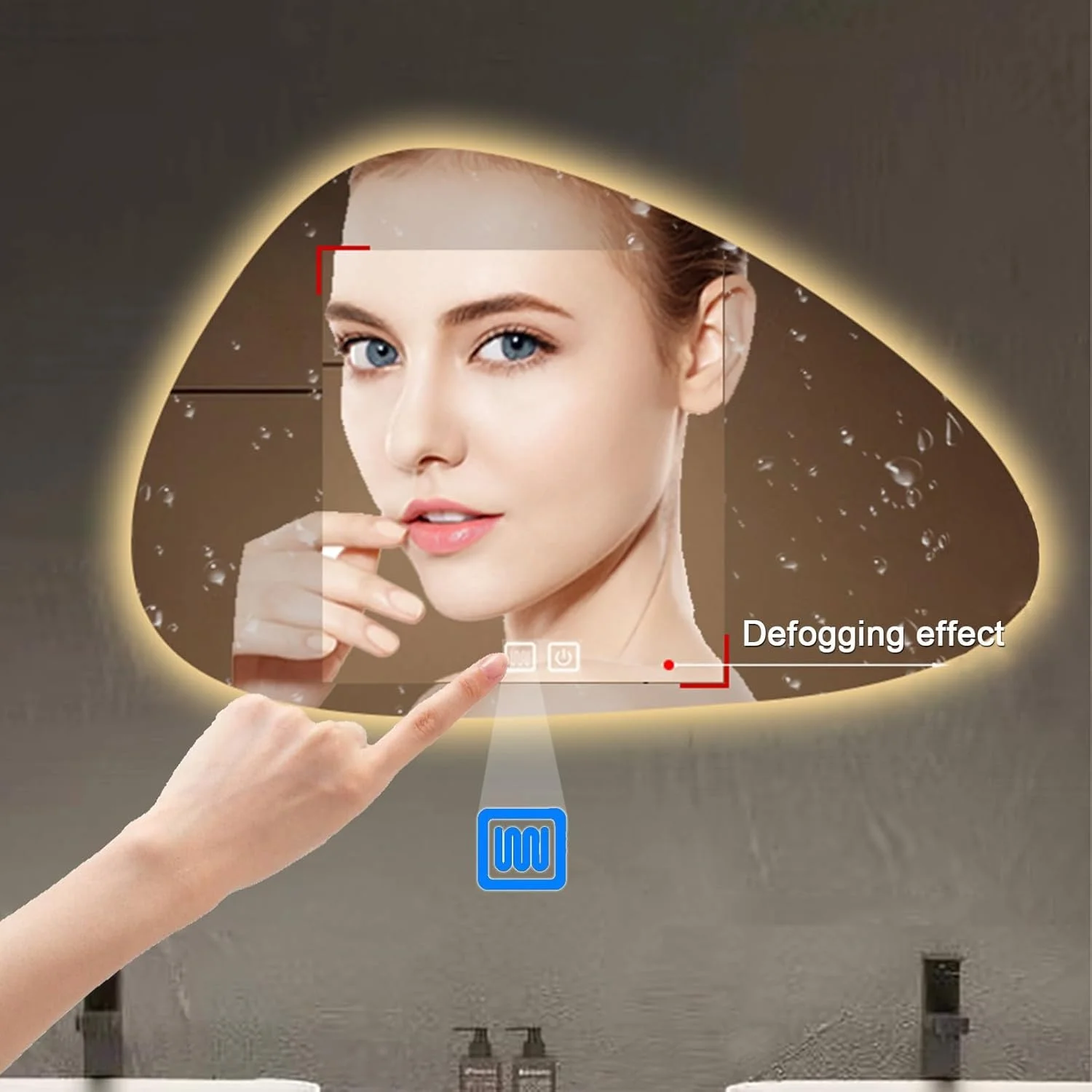 آینه حمام نامنظم LYXWGRZD، آینه دیواری با ضد بخار، آینه آرایش آویز با نور LED سه رنگ قابل تنظیم، برای راهرو/اتاق خواب/اتاق پرو، آینه تزئینی (رنگ: B، اندازه : آینه حمام نامنظم LYXWGRZD، آینه دیواری با ضد بخار، آینه آرایش آویز با نور LED سه رنگ قابل تنظیم، برای راهرو/اتاق خواب/اتاق پرو، آینه تزئینی (رنگ: B، اندازه :