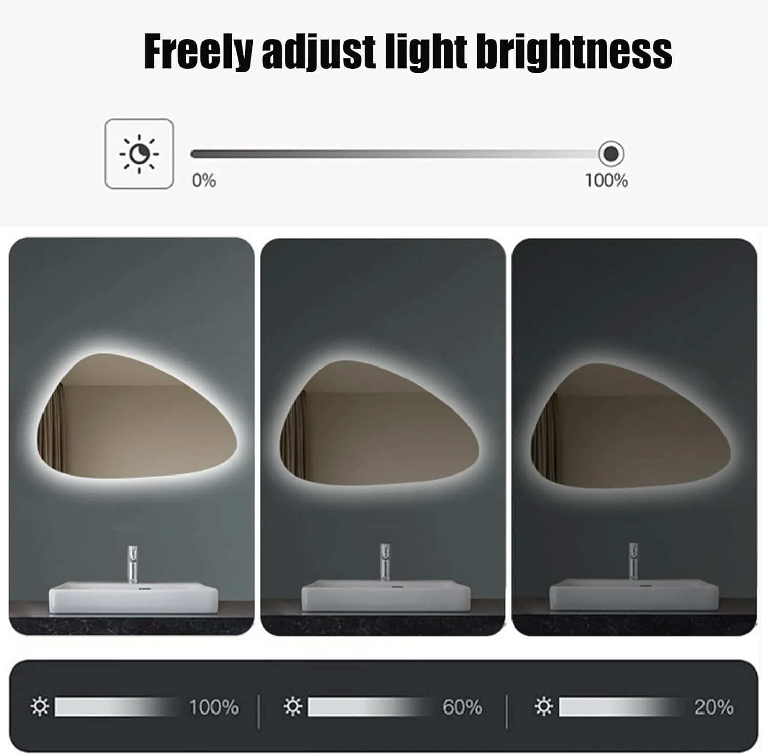 آینه حمام نامنظم LYXWGRZD، آینه دیواری با ضد بخار، آینه آرایش آویز با نور LED سه رنگ قابل تنظیم، برای راهرو/اتاق خواب/اتاق پرو، آینه تزئینی (رنگ: B، اندازه : آینه حمام نامنظم LYXWGRZD، آینه دیواری با ضد بخار، آینه آرایش آویز با نور LED سه رنگ قابل تنظیم، برای راهرو/اتاق خواب/اتاق پرو، آینه تزئینی (رنگ: B، اندازه :