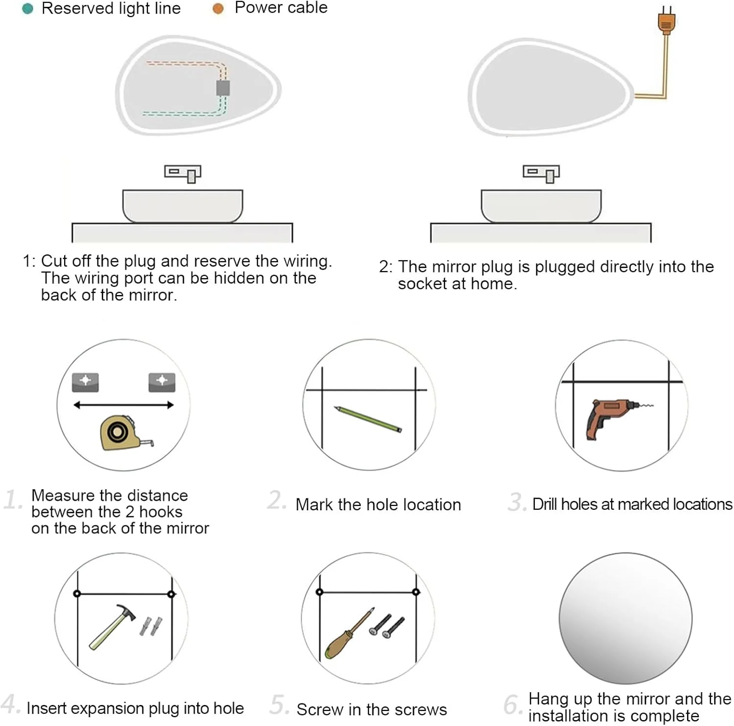 آینه حمام نامنظم LYXWGRZD، آینه دیواری با ضد بخار، آینه آرایش آویز با نور LED سه رنگ قابل تنظیم، برای راهرو/اتاق خواب/اتاق پرو، آینه تزئینی (رنگ: B، اندازه :