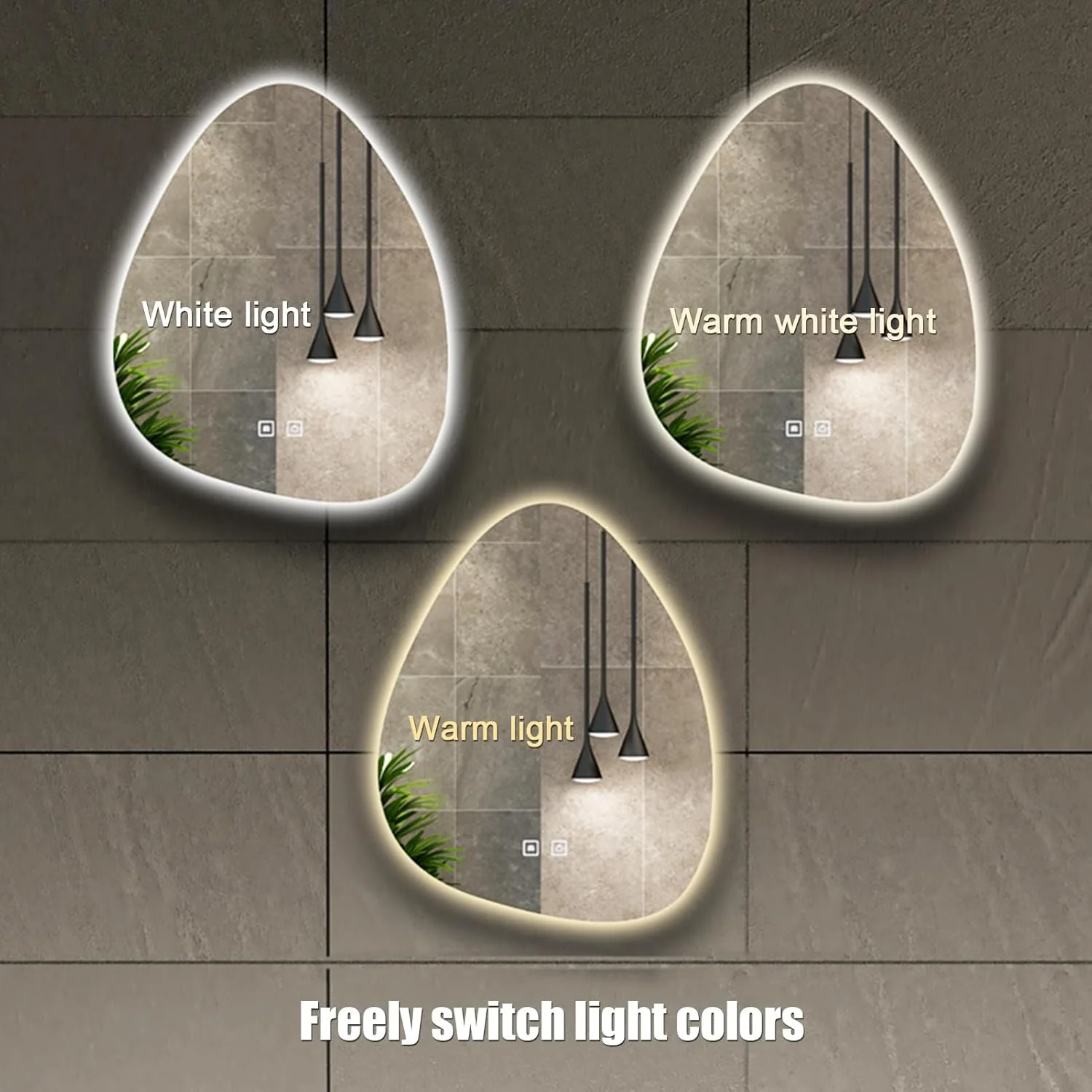 آینه حمام نامنظم LYXWGRZD با نور LED، آینه دیواری با ضد بخار، آینه تزئینی به شکل قطره اشک، آینه آرایش آویز با 3 رنگ قابل تنظیم (رنگ: B+time، اندازه: 70x90 سانتی متر) آینه حمام نامنظم LYXWGRZD با نور LED، آینه دیواری با ضد بخار، آینه تزئینی به شکل قطره اشک، آینه آرایش آویز با 3 رنگ قابل تنظیم (رنگ: B+time، اندازه: 70x90 سانتی متر)